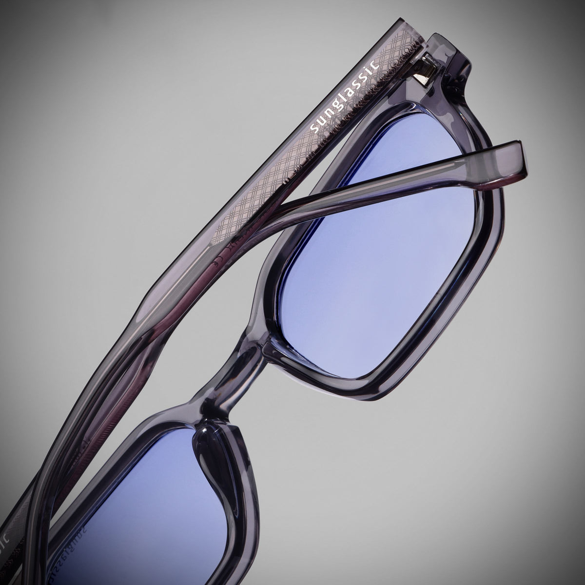 Roman Grey Blue Gradient Rectangle Sunglasses
