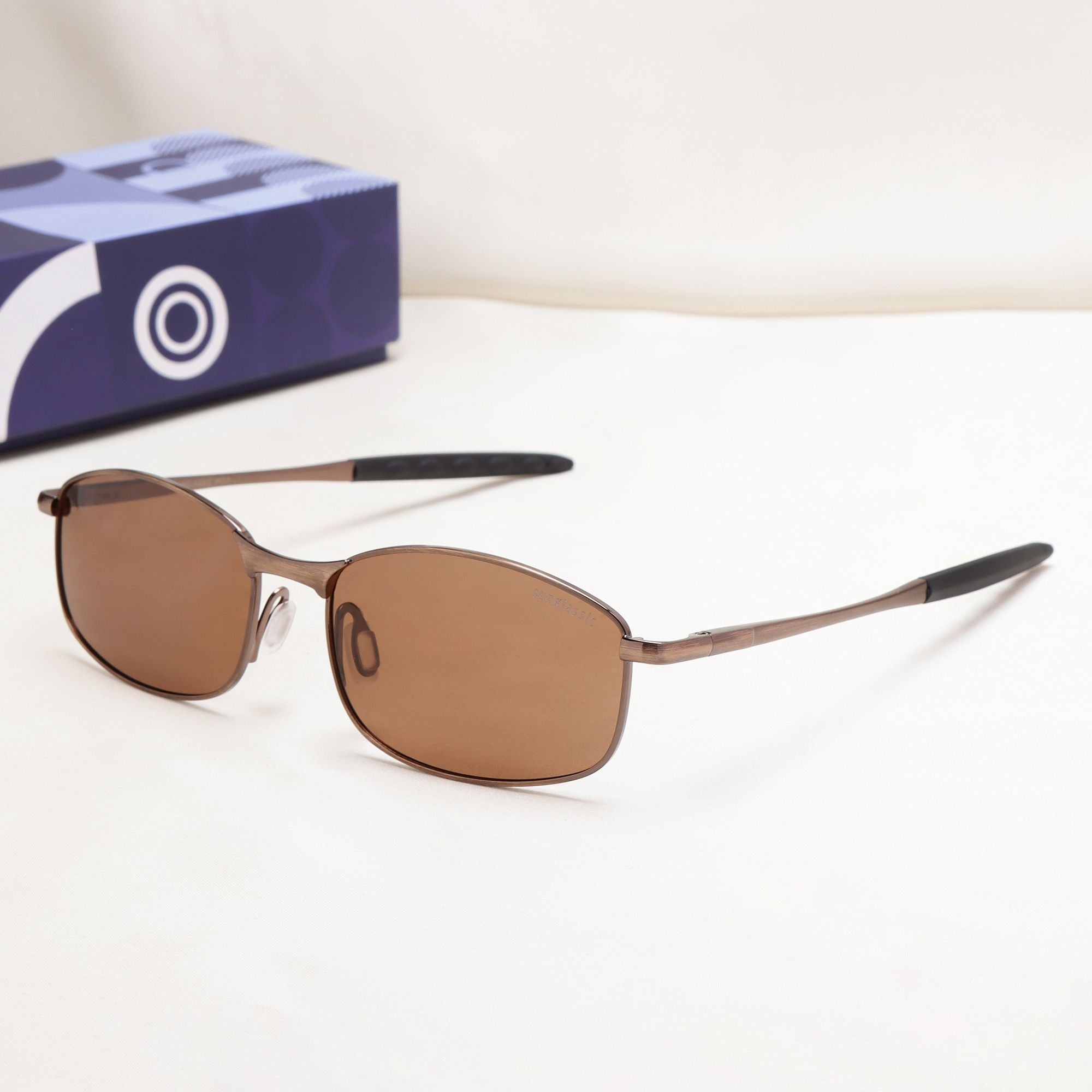 Swiftor Full Brown Polarized Rectangle Sunglasses | UV400