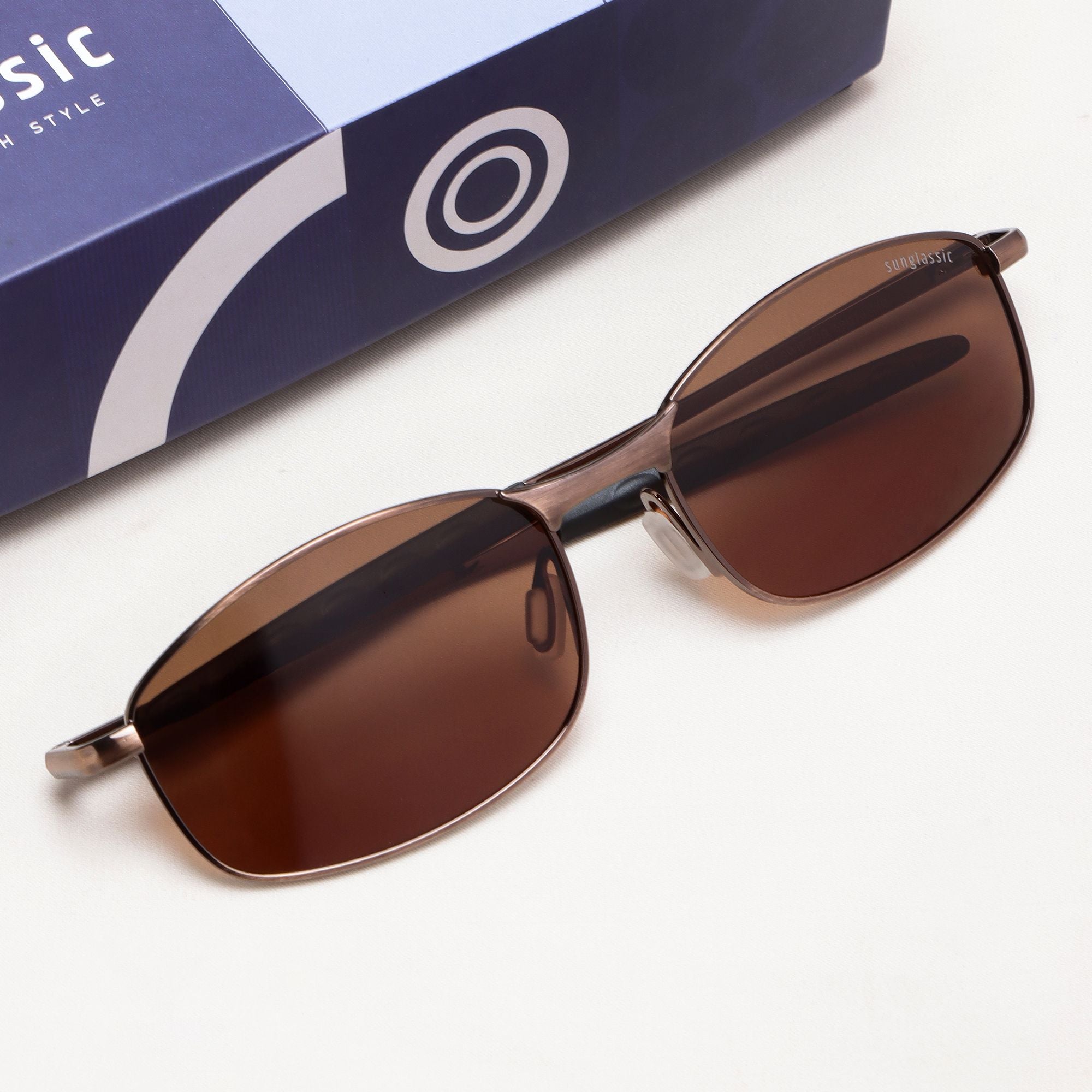Swiftor Full Brown Polarized Rectangle Sunglasses | UV400