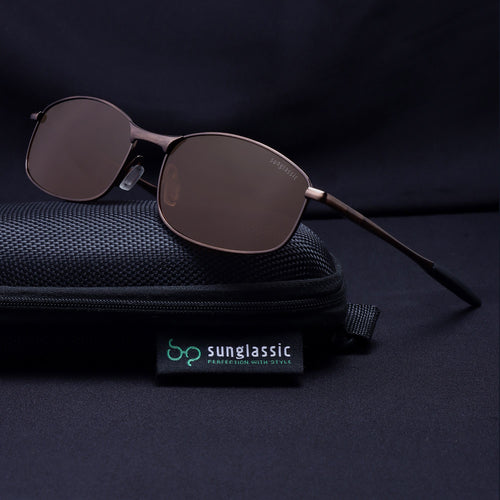 Swiftor Full Brown Polarized Rectangle Sunglasses | UV400