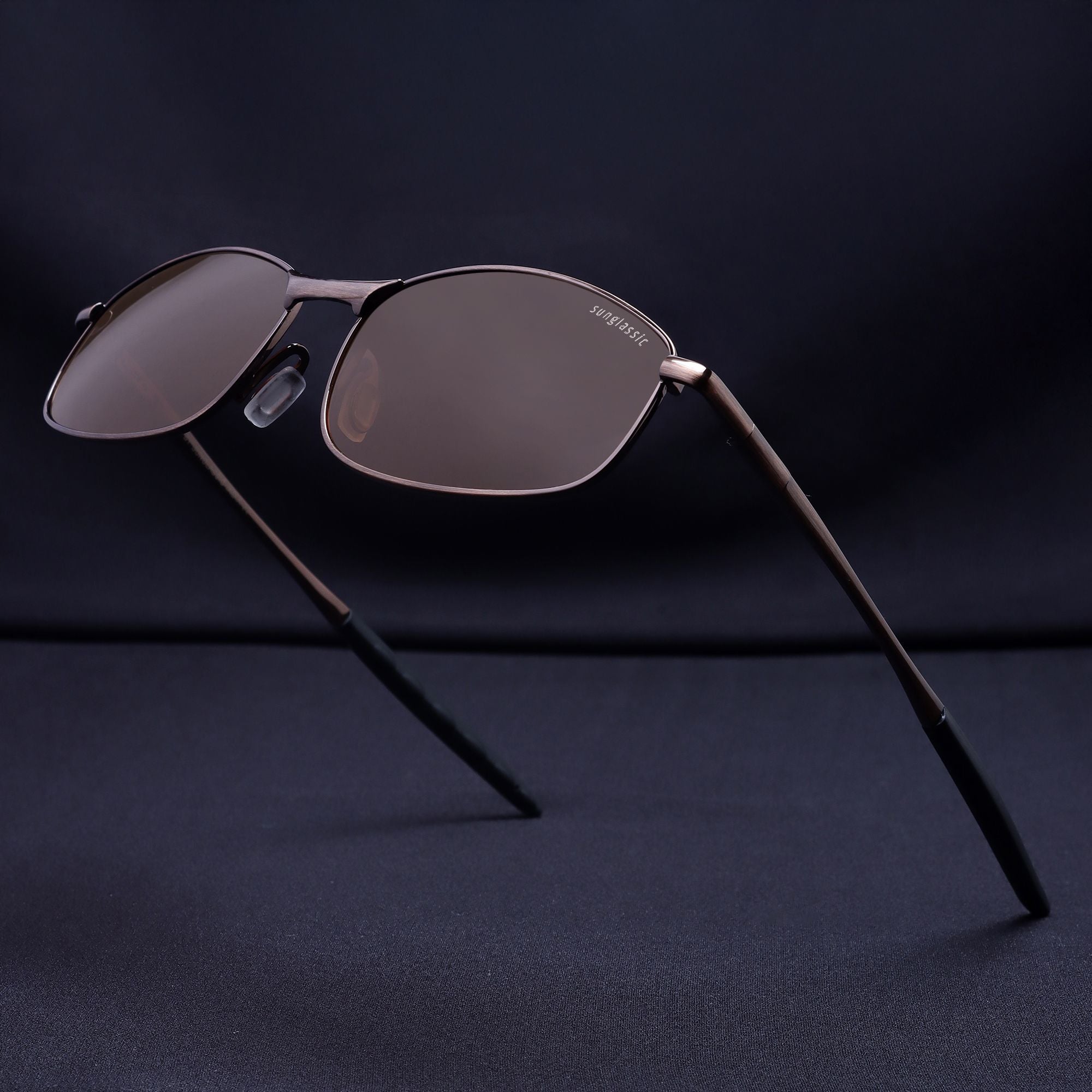 Swiftor Full Brown Polarized Rectangle Sunglasses | UV400