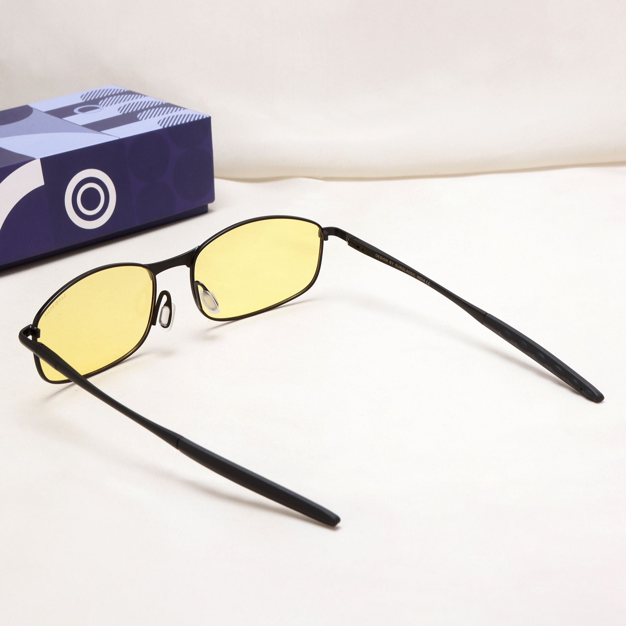 Swiftor Black Yellow Polarized Rectangle Sunglasses | UV400