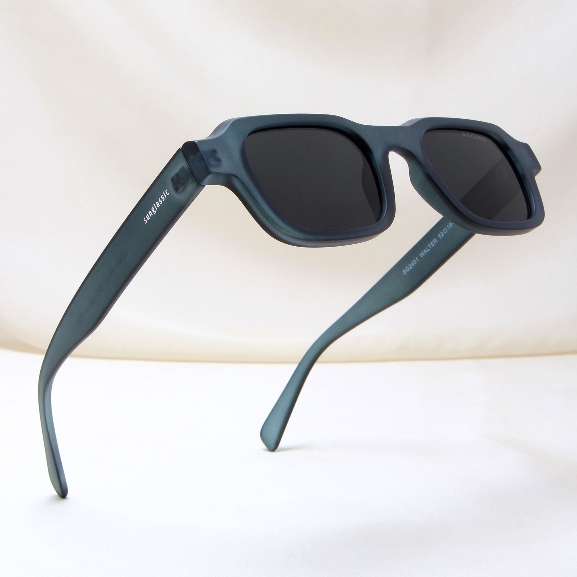 Walter Teal Black Square Sunglasses