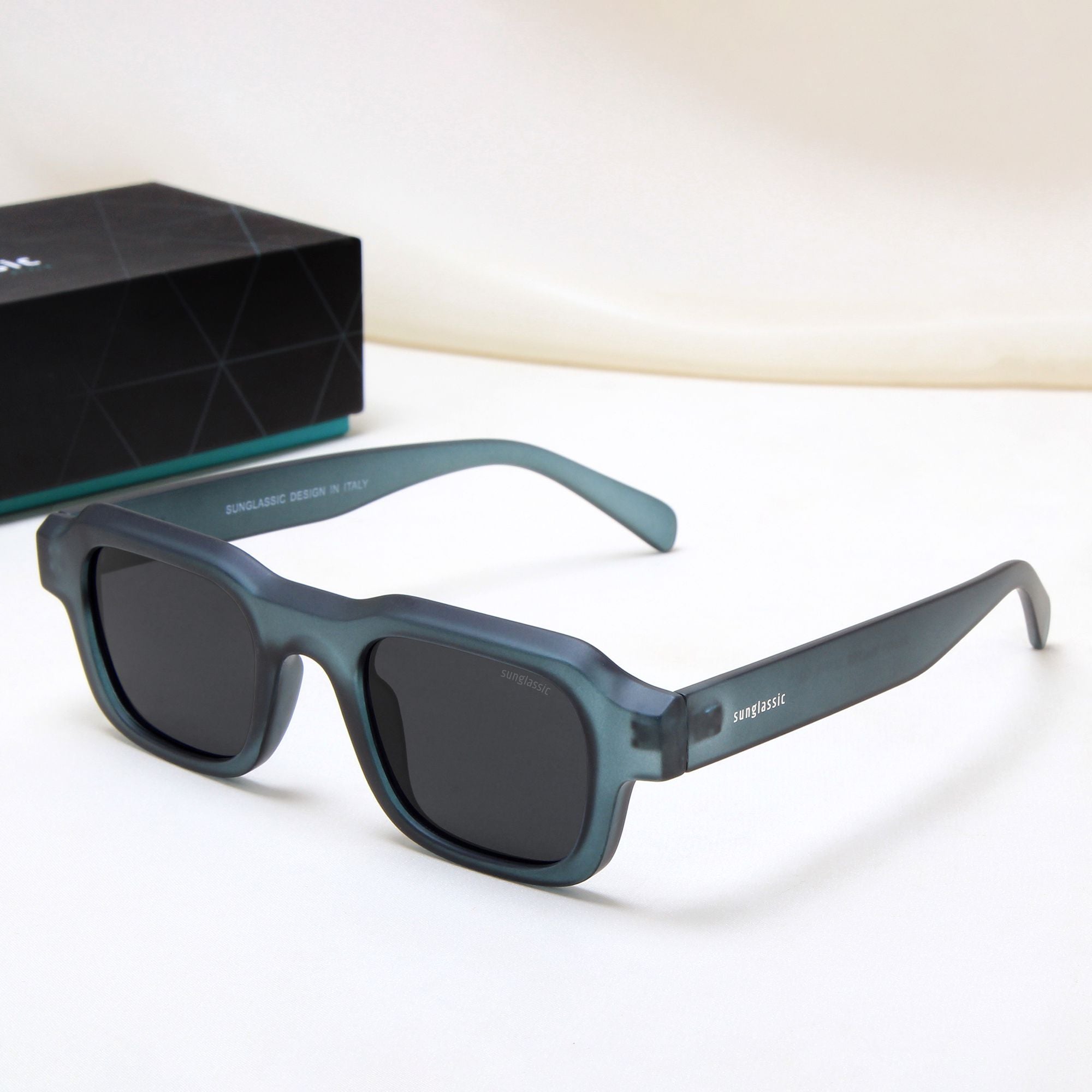 Walter Teal Black Square Sunglasses