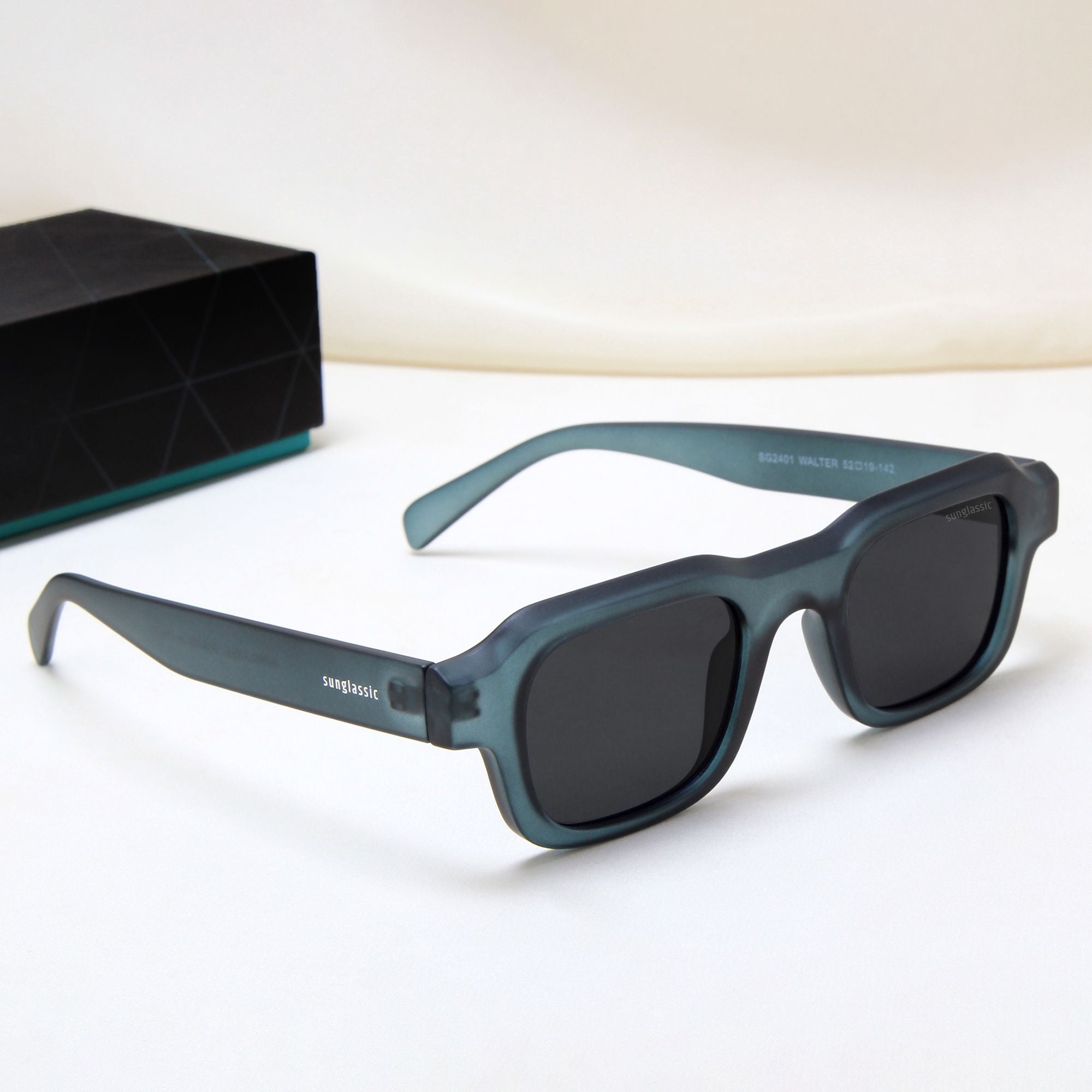 Walter Teal Black Square Sunglasses