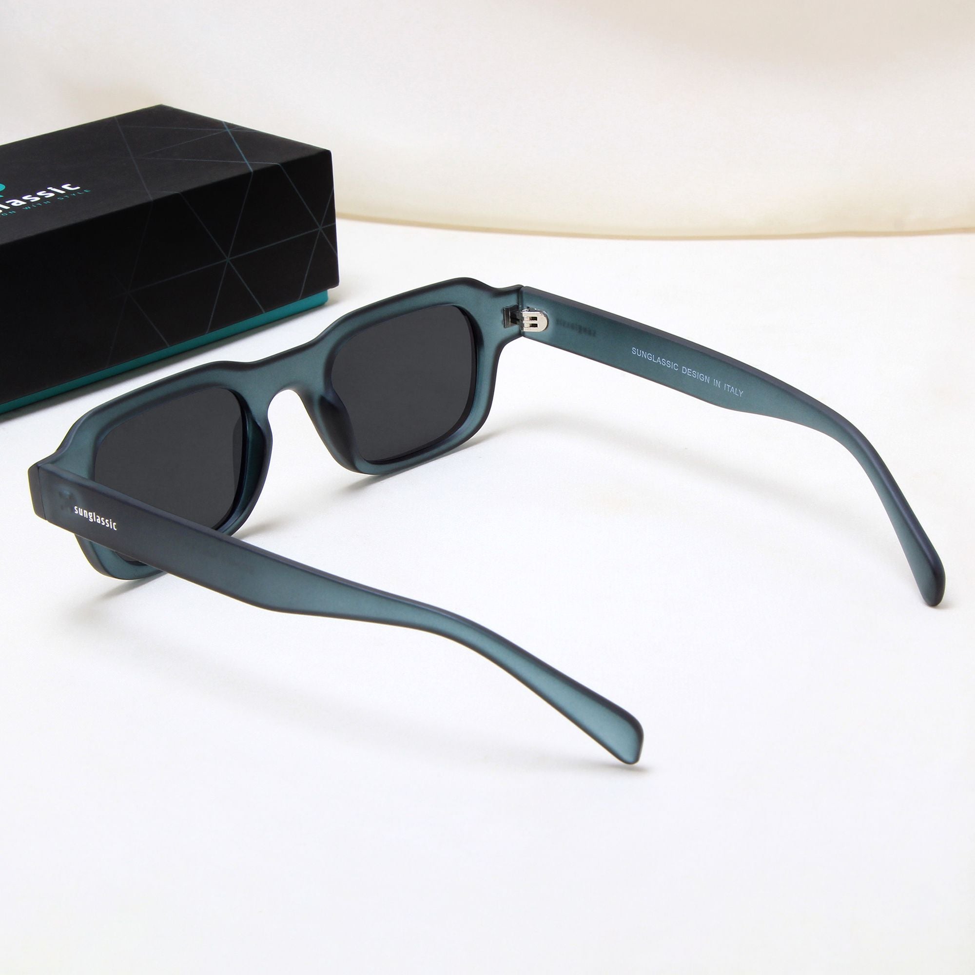 Walter Teal Black Square Sunglasses