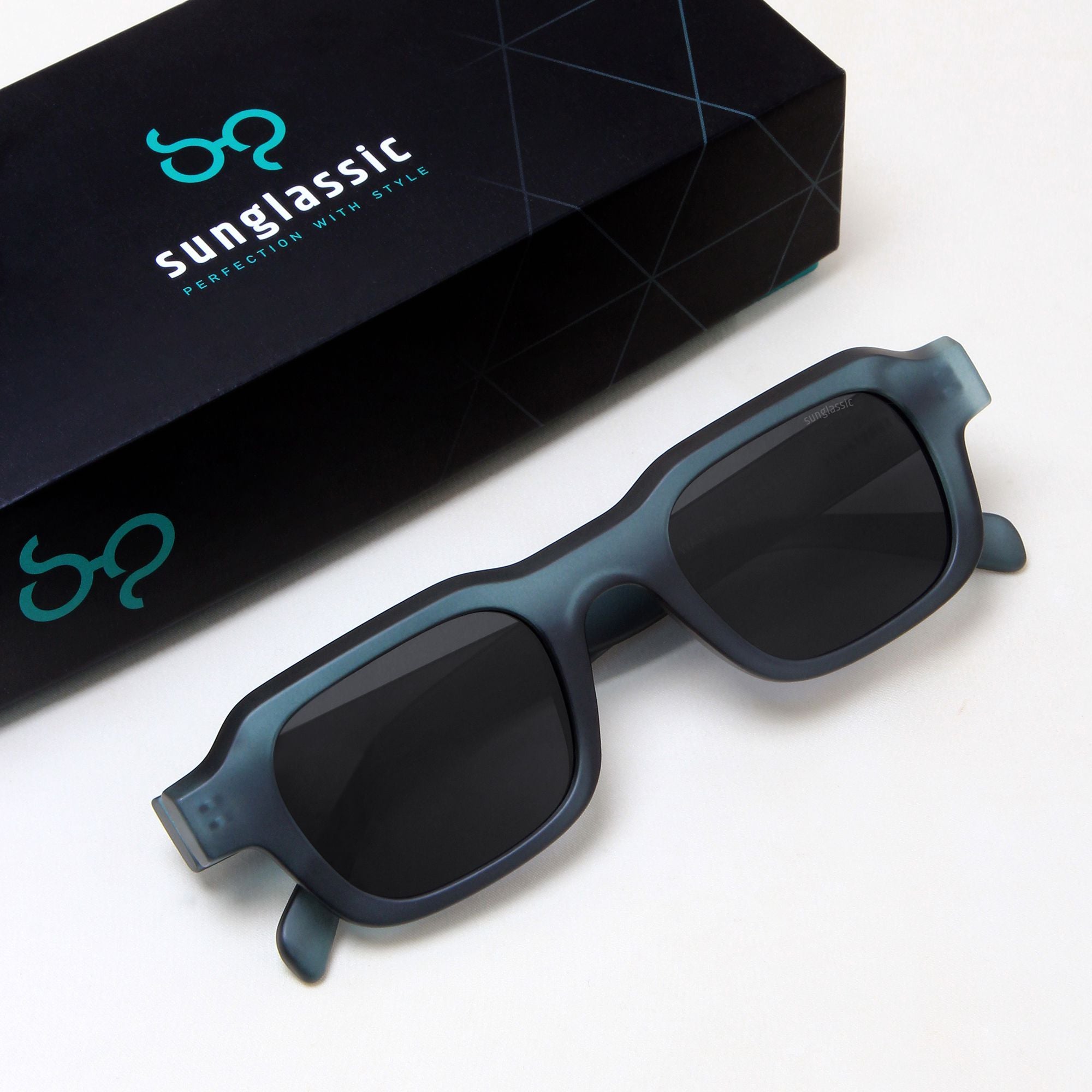 Walter Teal Black Square Sunglasses