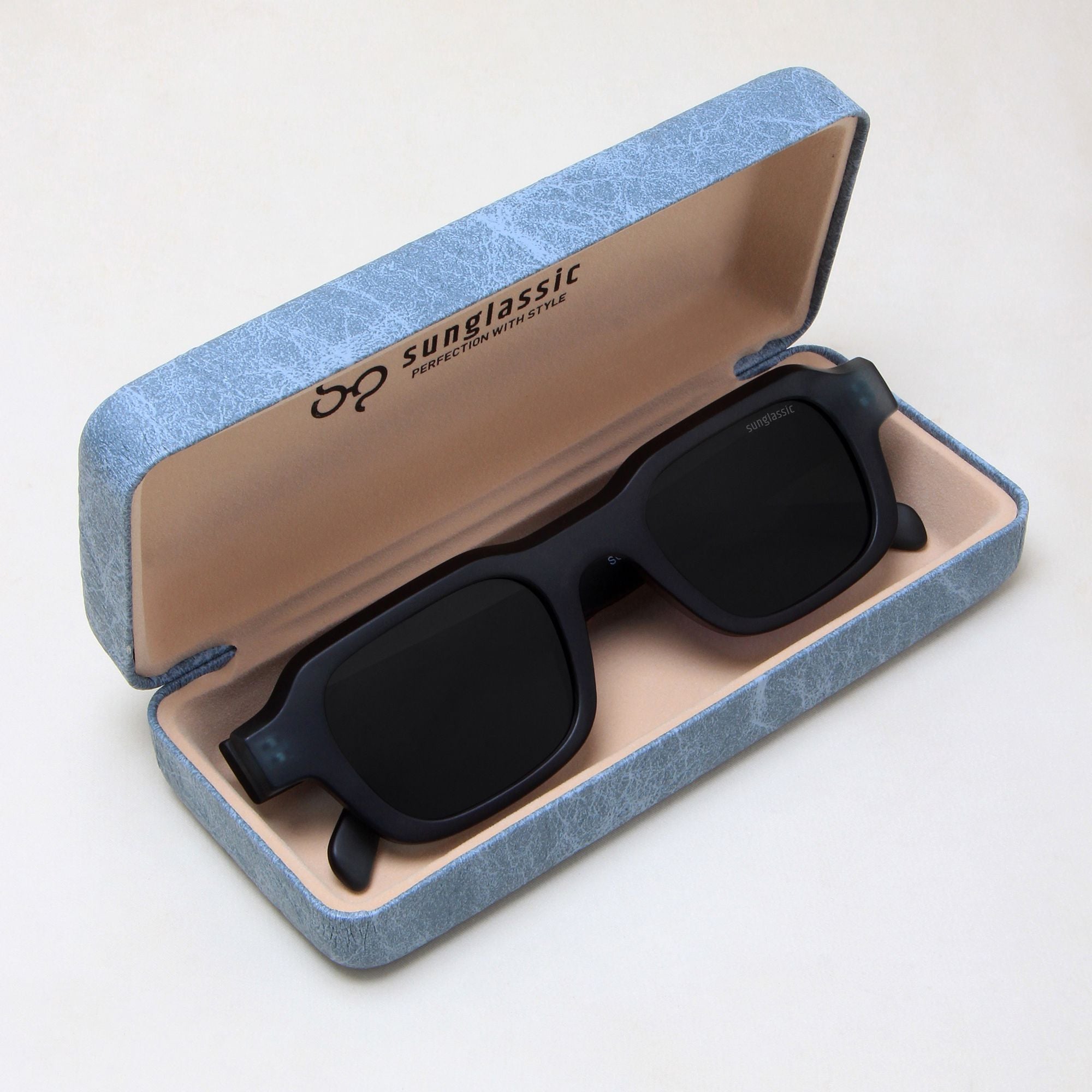 Walter Teal Black Square Sunglasses