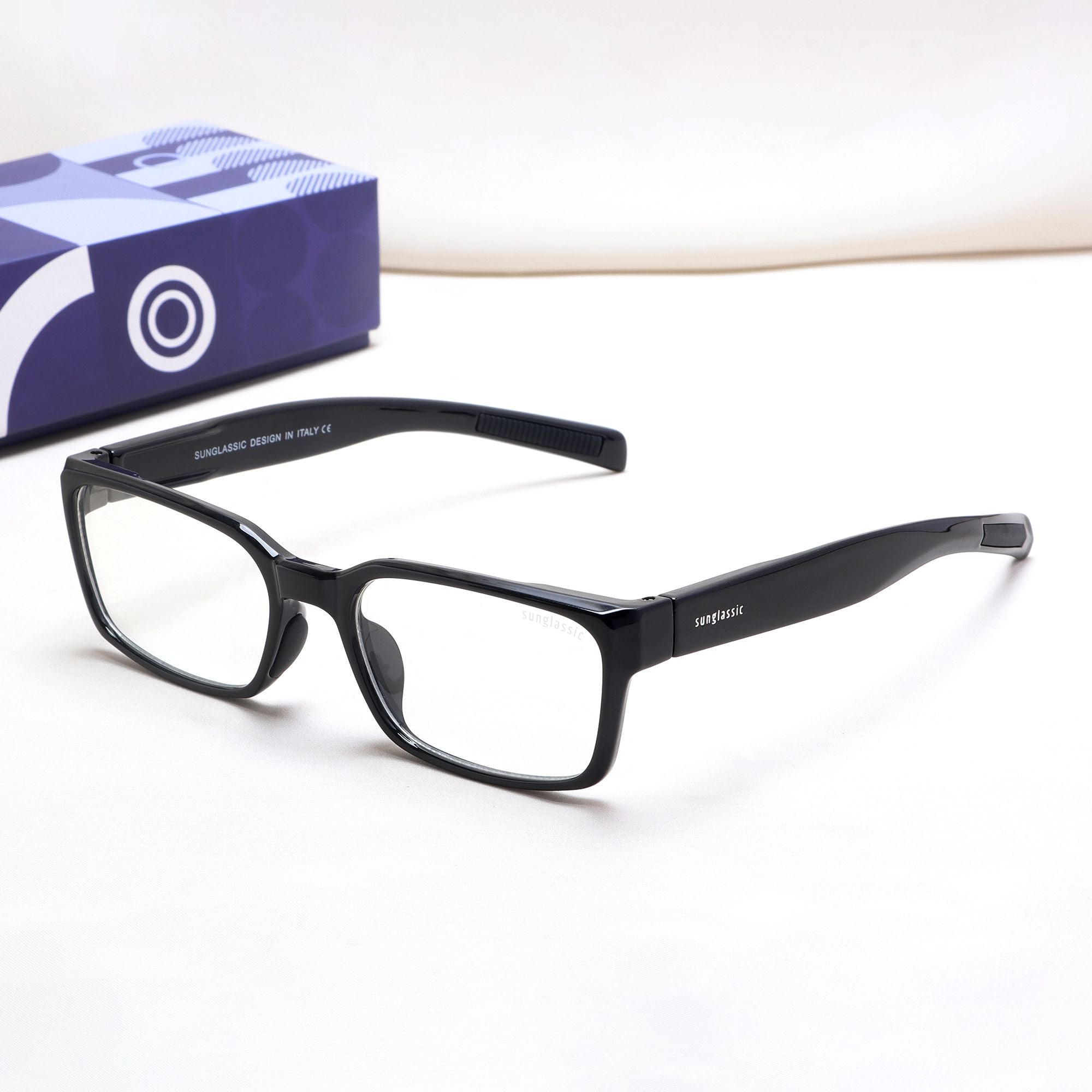 Sydney – Black Clear Rectangle Glasses | Anti-Blue Light | UV400