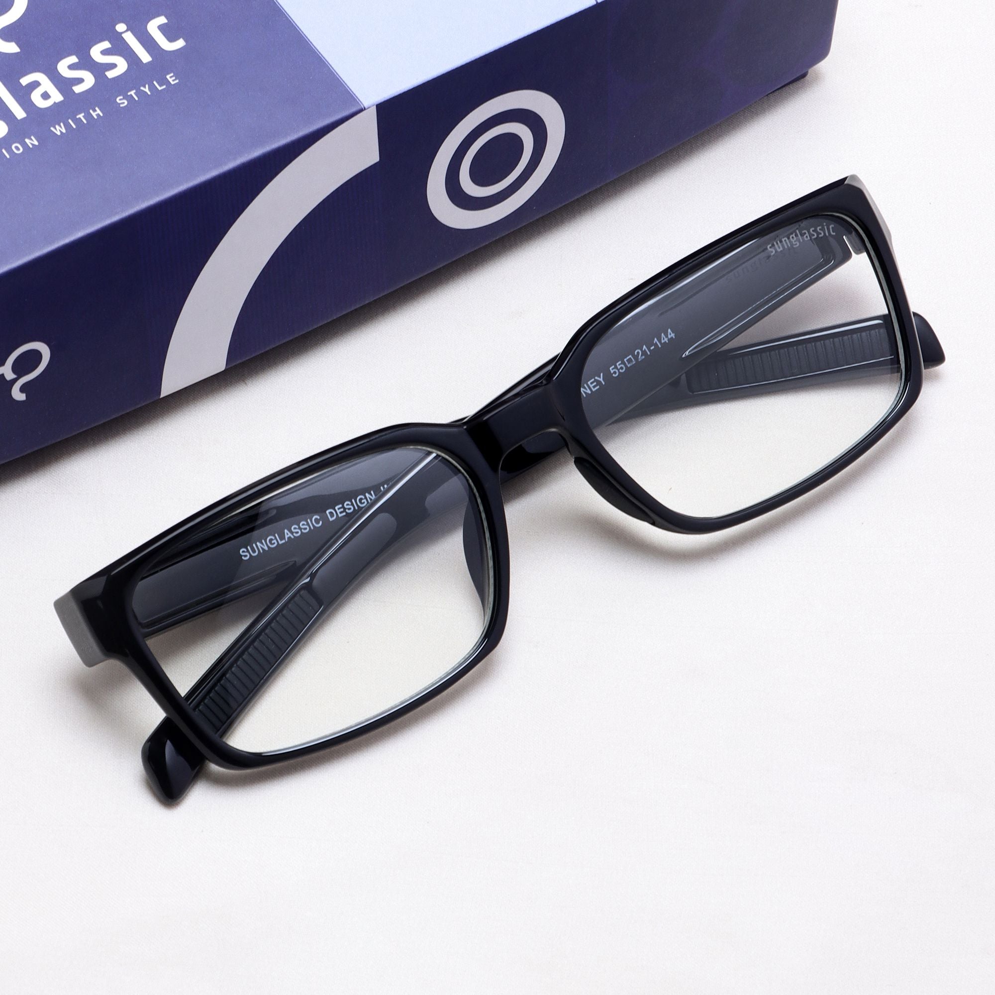 Sydney – Black Clear Rectangle Glasses | Anti-Blue Light | UV400