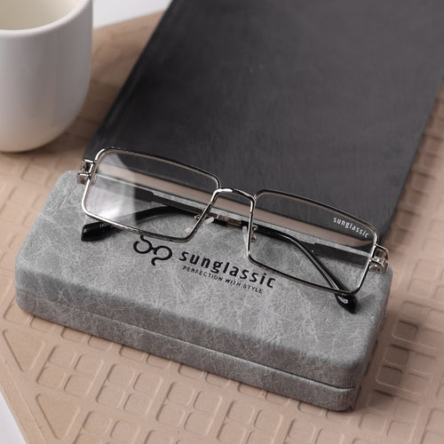 Walker Silver Clear Rectangle Sunglasses