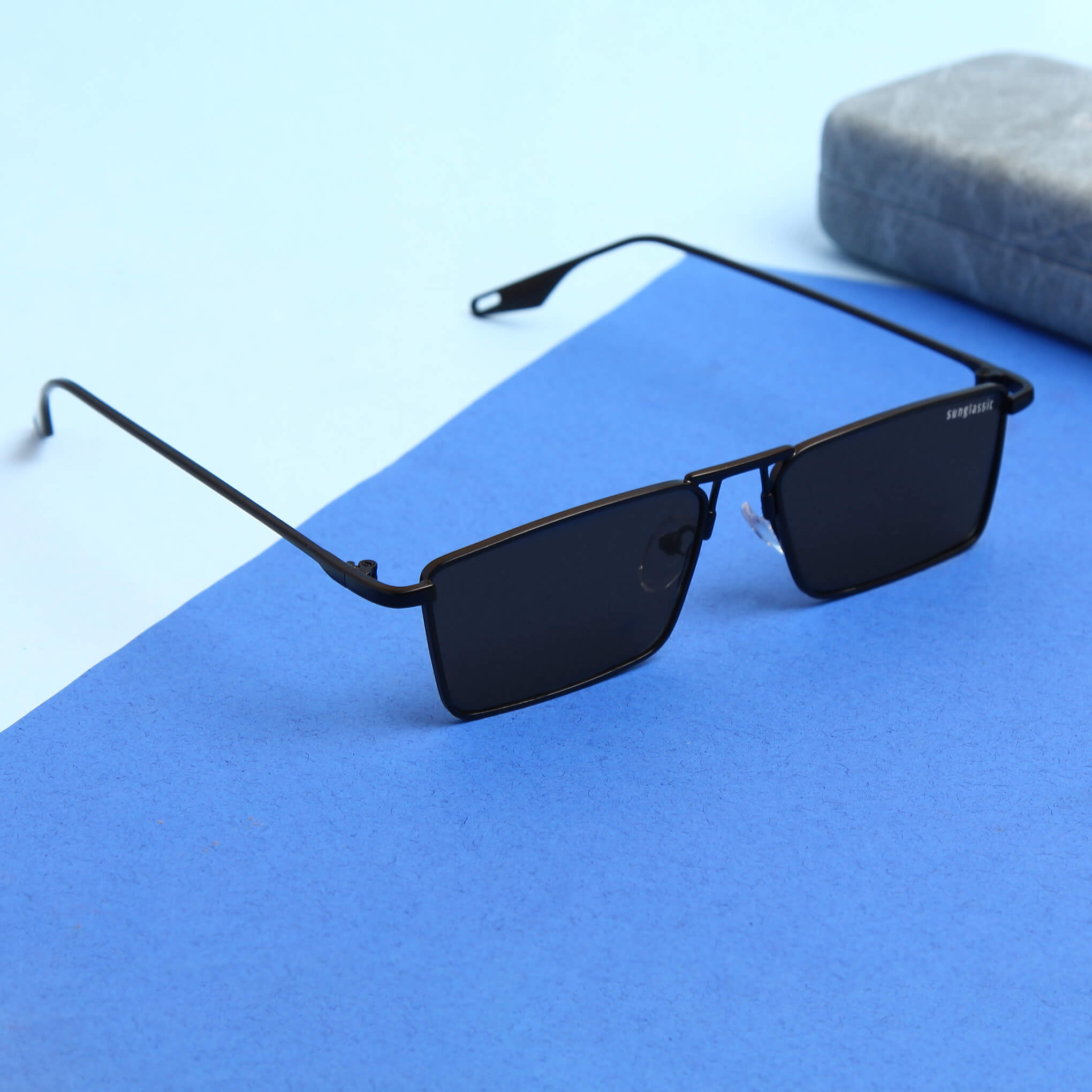Rebel Black Rectangle Sunglasses
