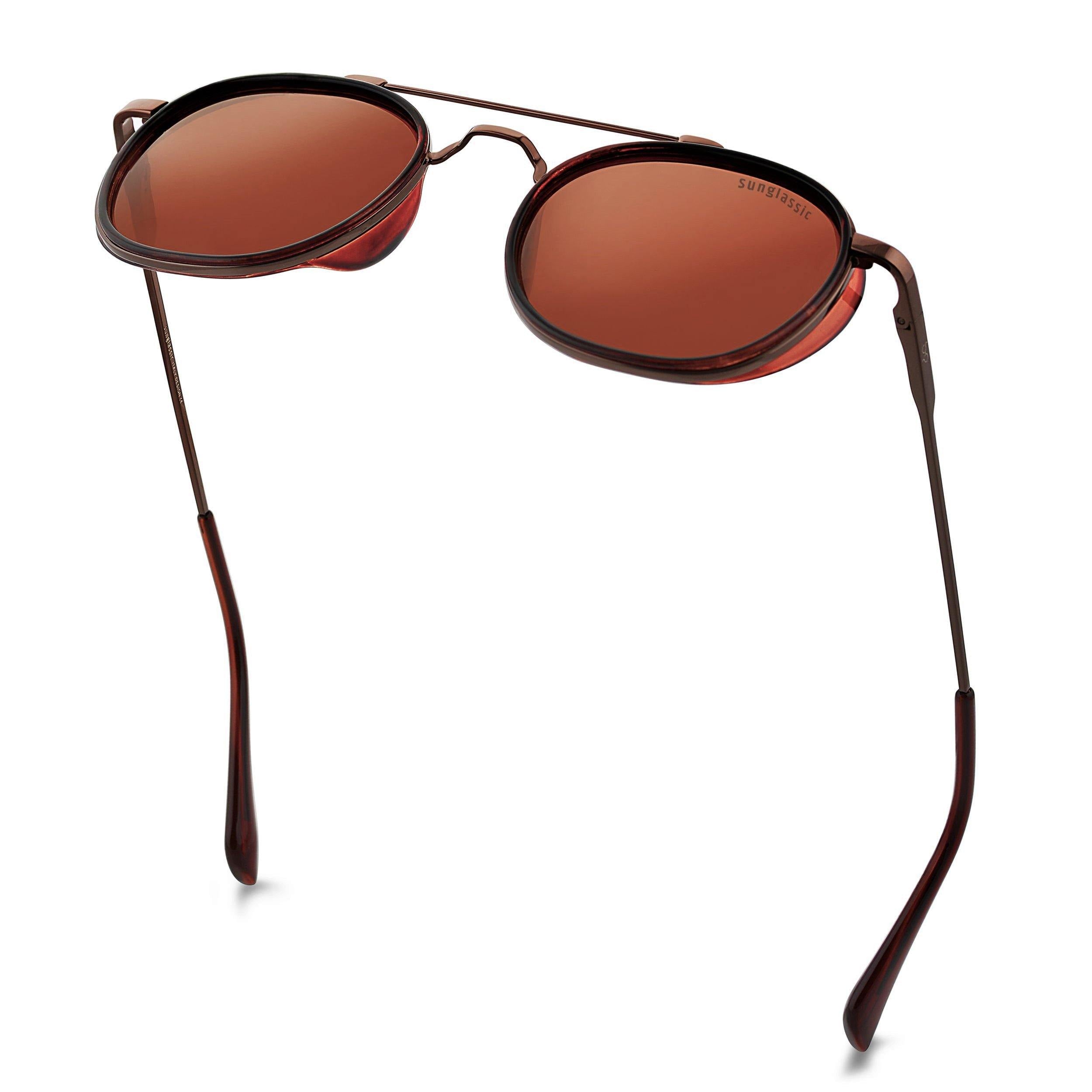 Full Brown SG4612 Metal Frame Round Sunglasses