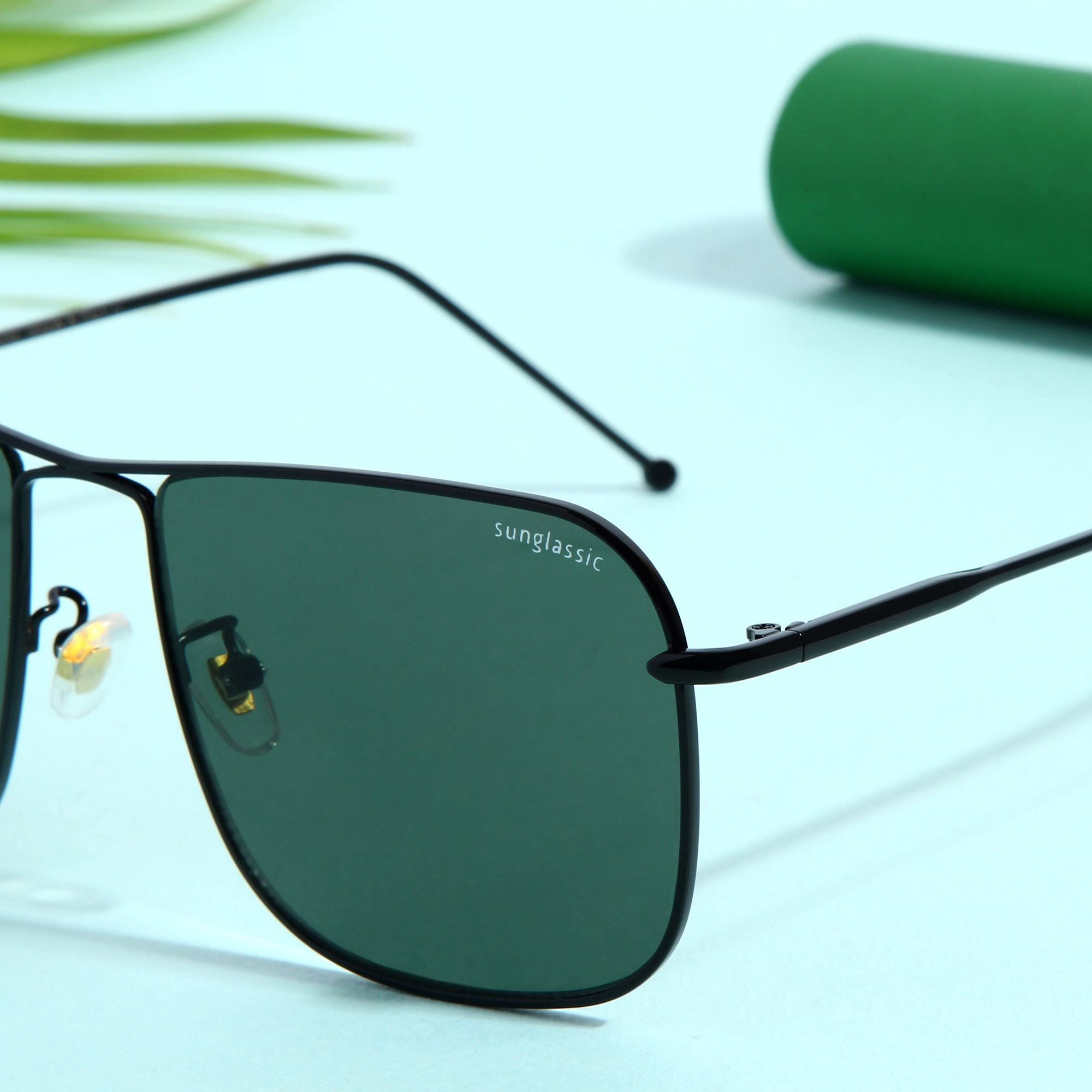The Godfather Black Green Square Sunglasses