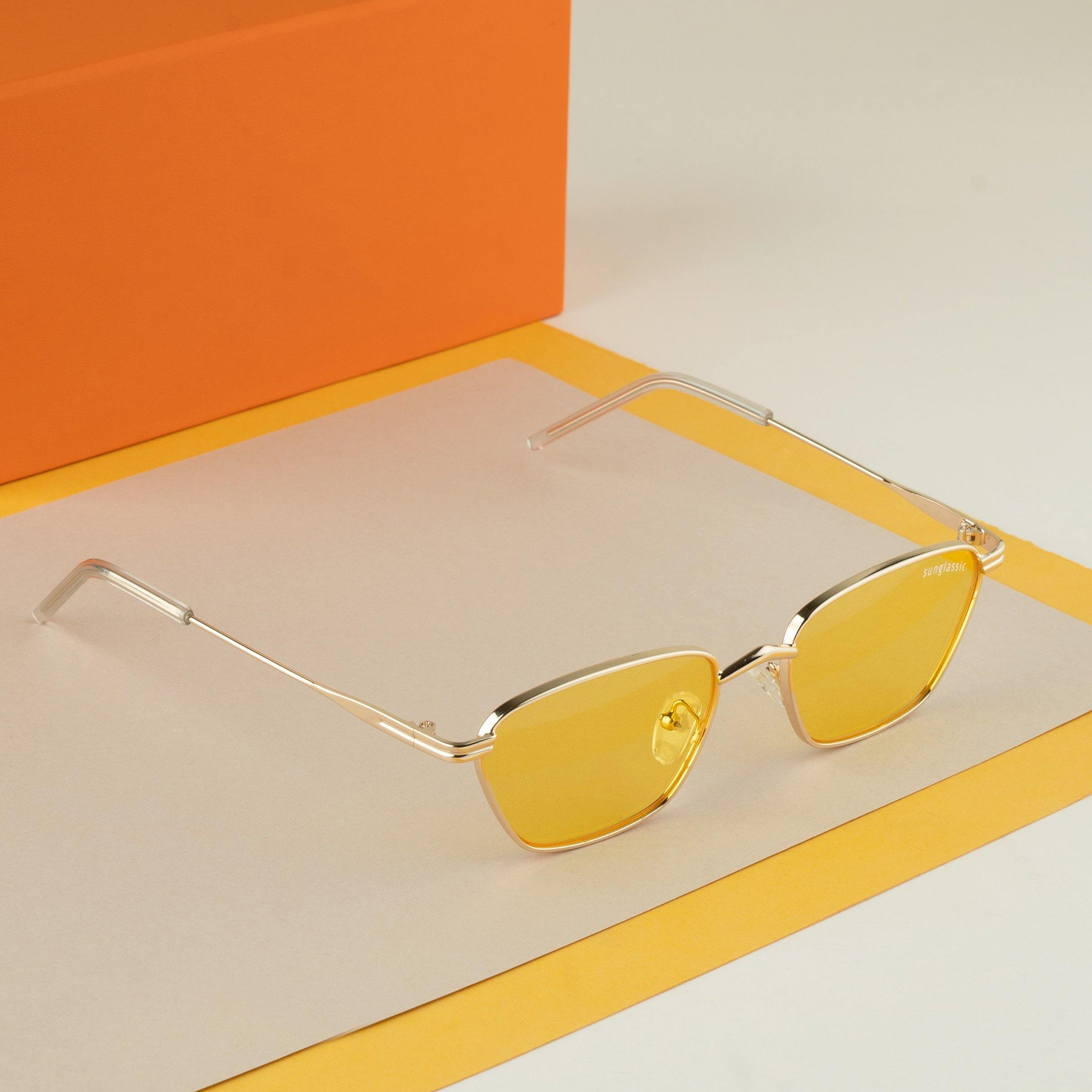 Andreas Yellow Gold Edition Trapezoid Sunglasses