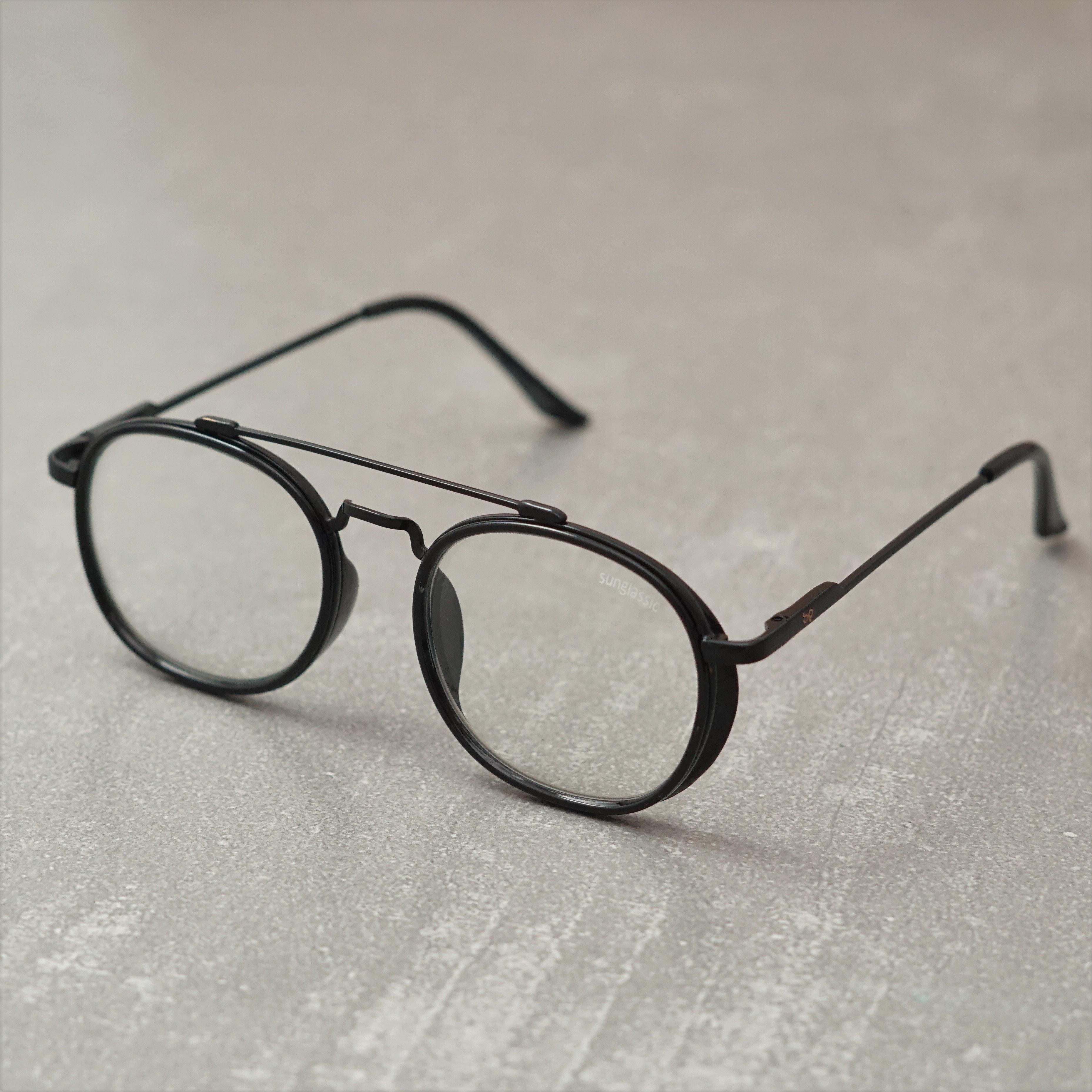 Black Transparent SG4612 Metal Frame Round Sunglasses