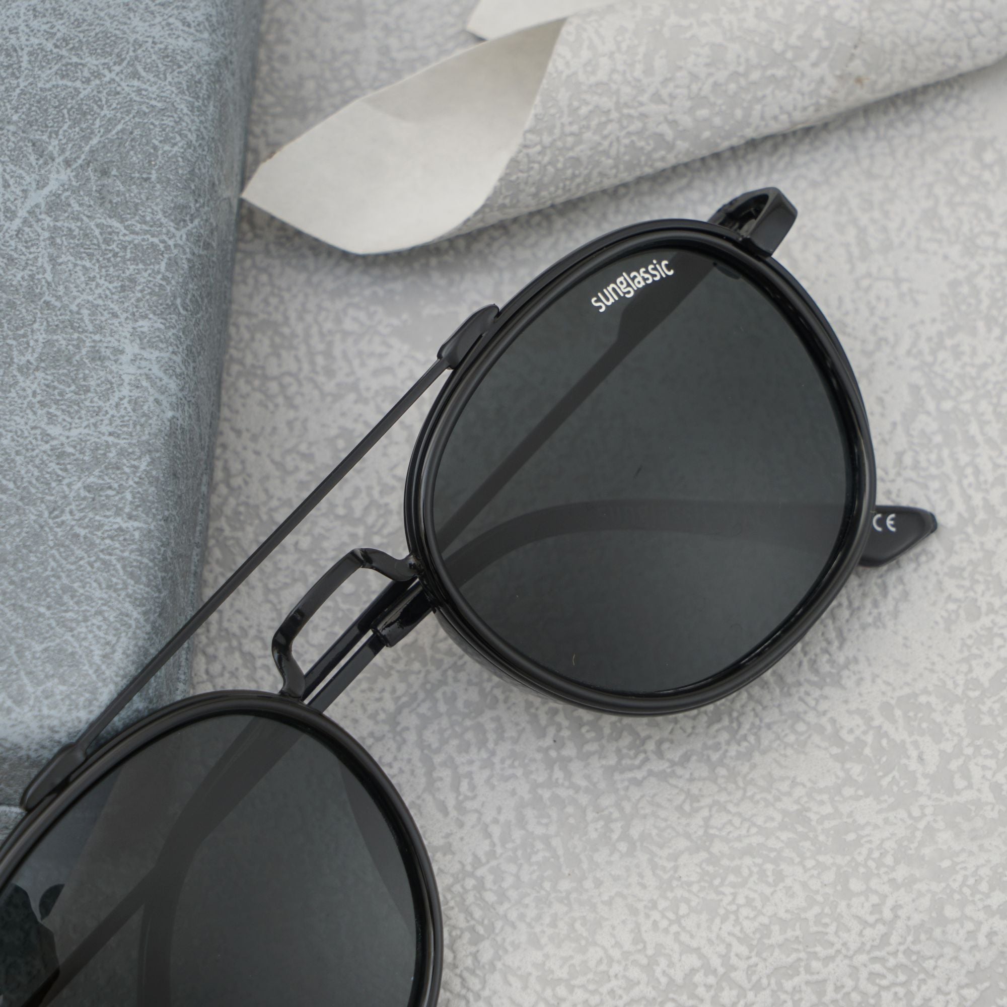Full Black Polarized SG4612 Metal Frame Round Sunglasses