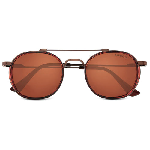 Full Brown Polarized SG4612 Metal Frame Round Sunglasses