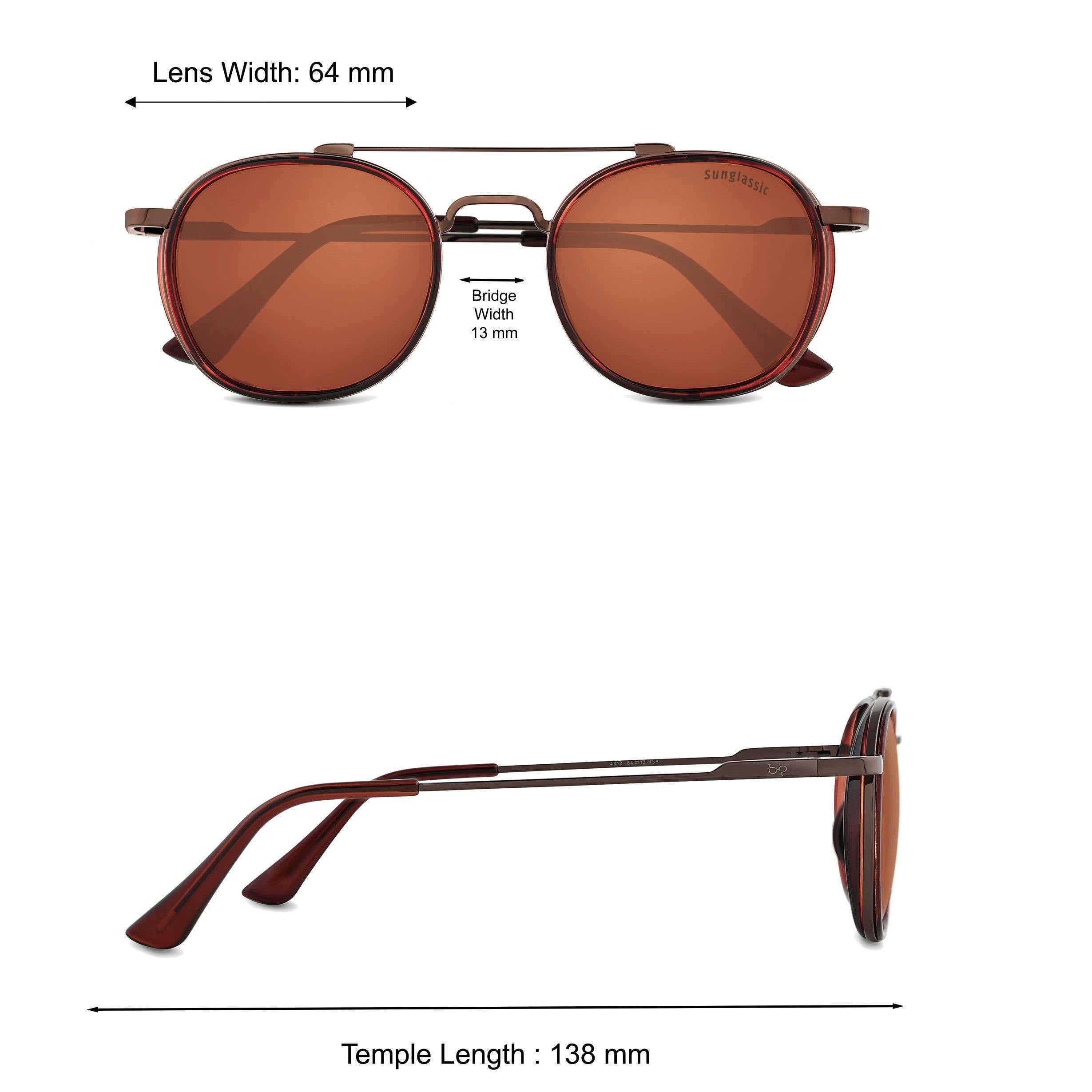 Full Brown SG4612 Metal Frame Round Sunglasses