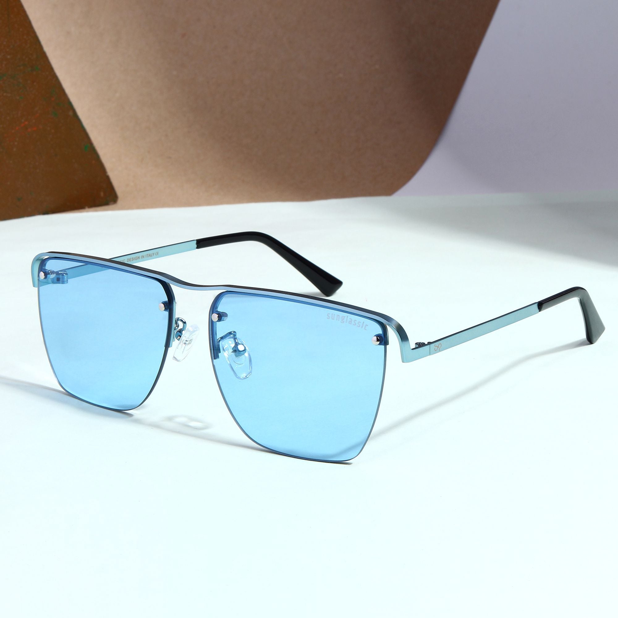 Heldish. Aqua Blue Square Sunglasses