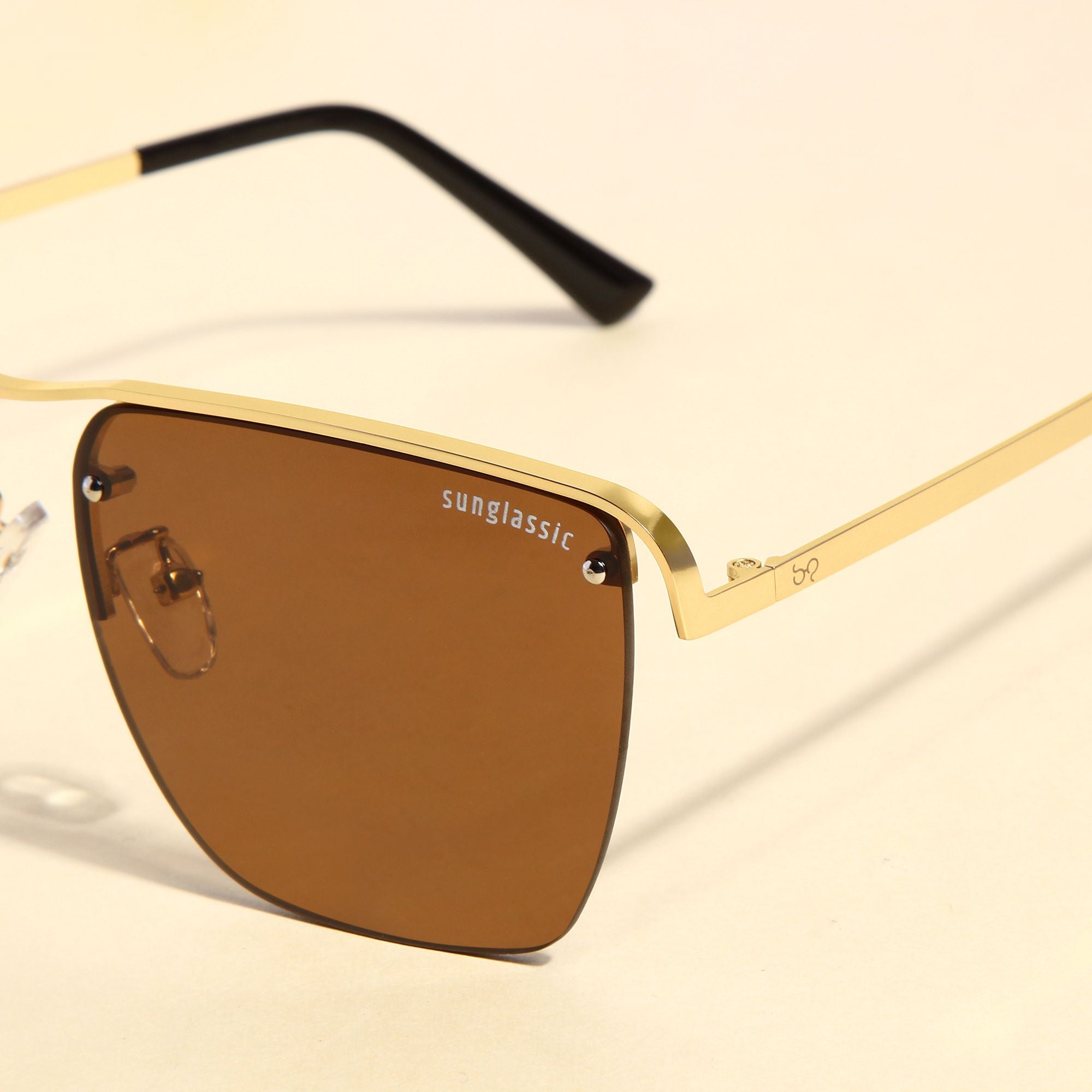Heldish. Gold Brown Square Sunglasses