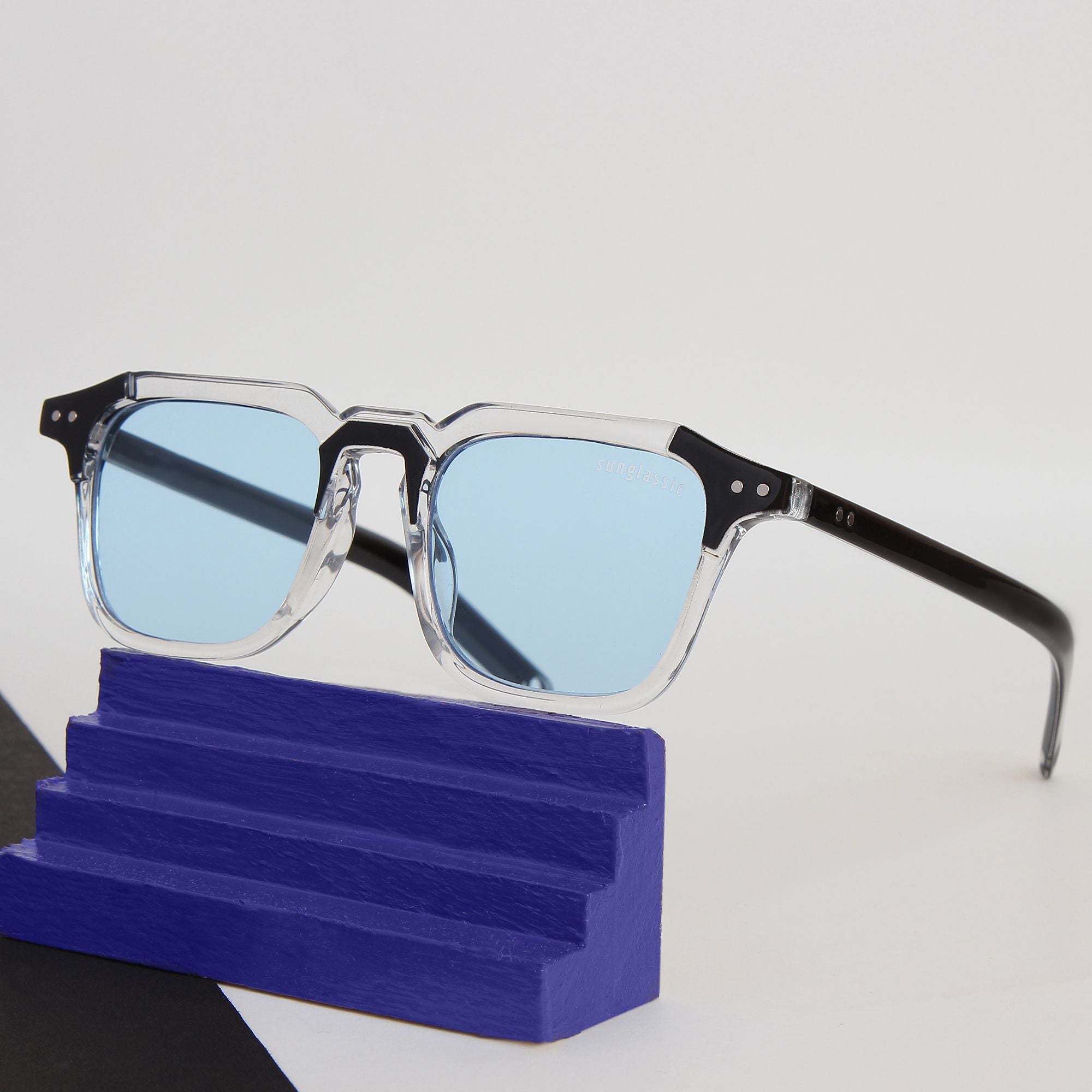 Kingsman Clear Blue Square Sunglasses