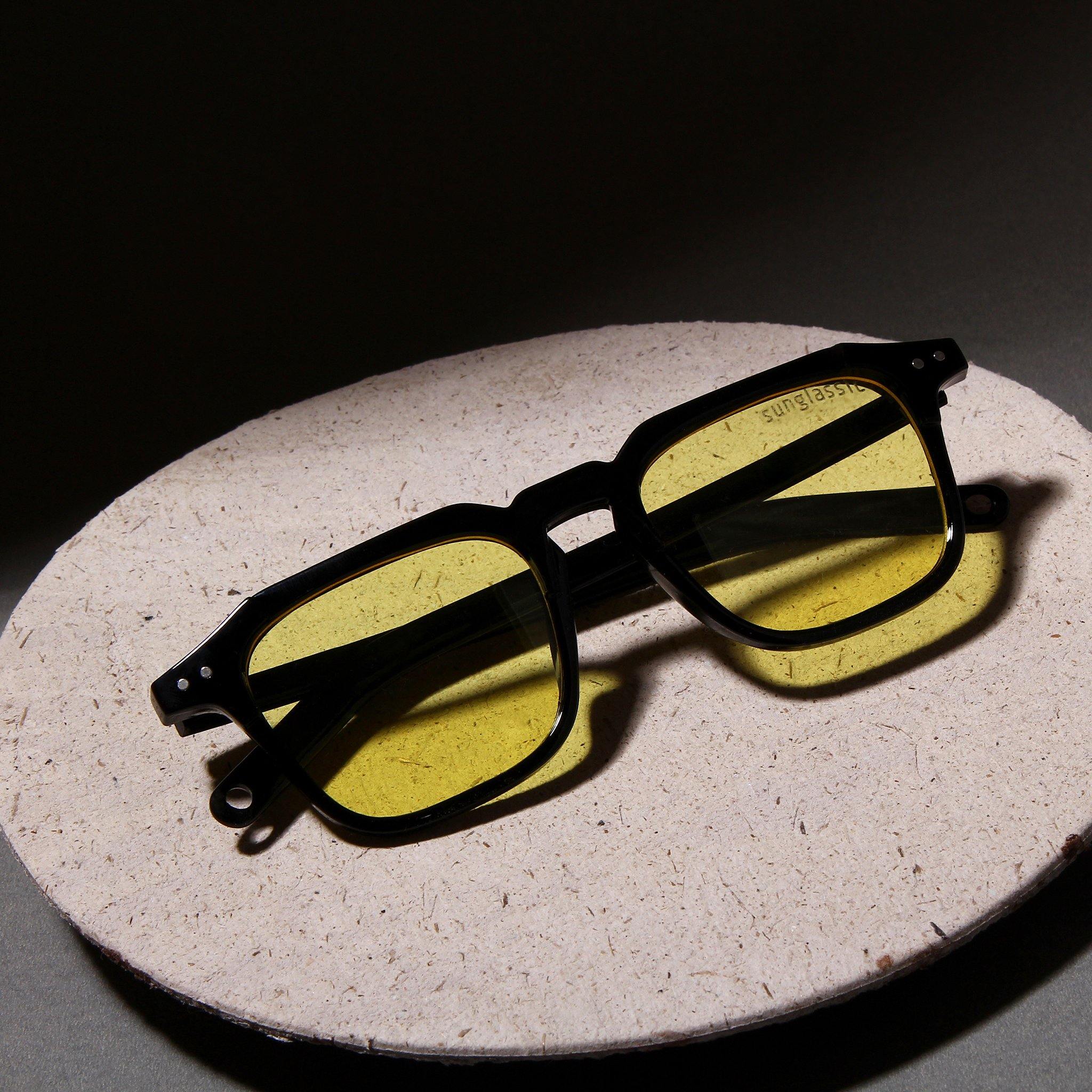 Kingsman Black Yellow Square Sunglasses