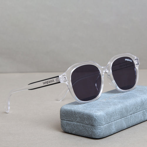 Crypto. Clear Black Square Sunglasses