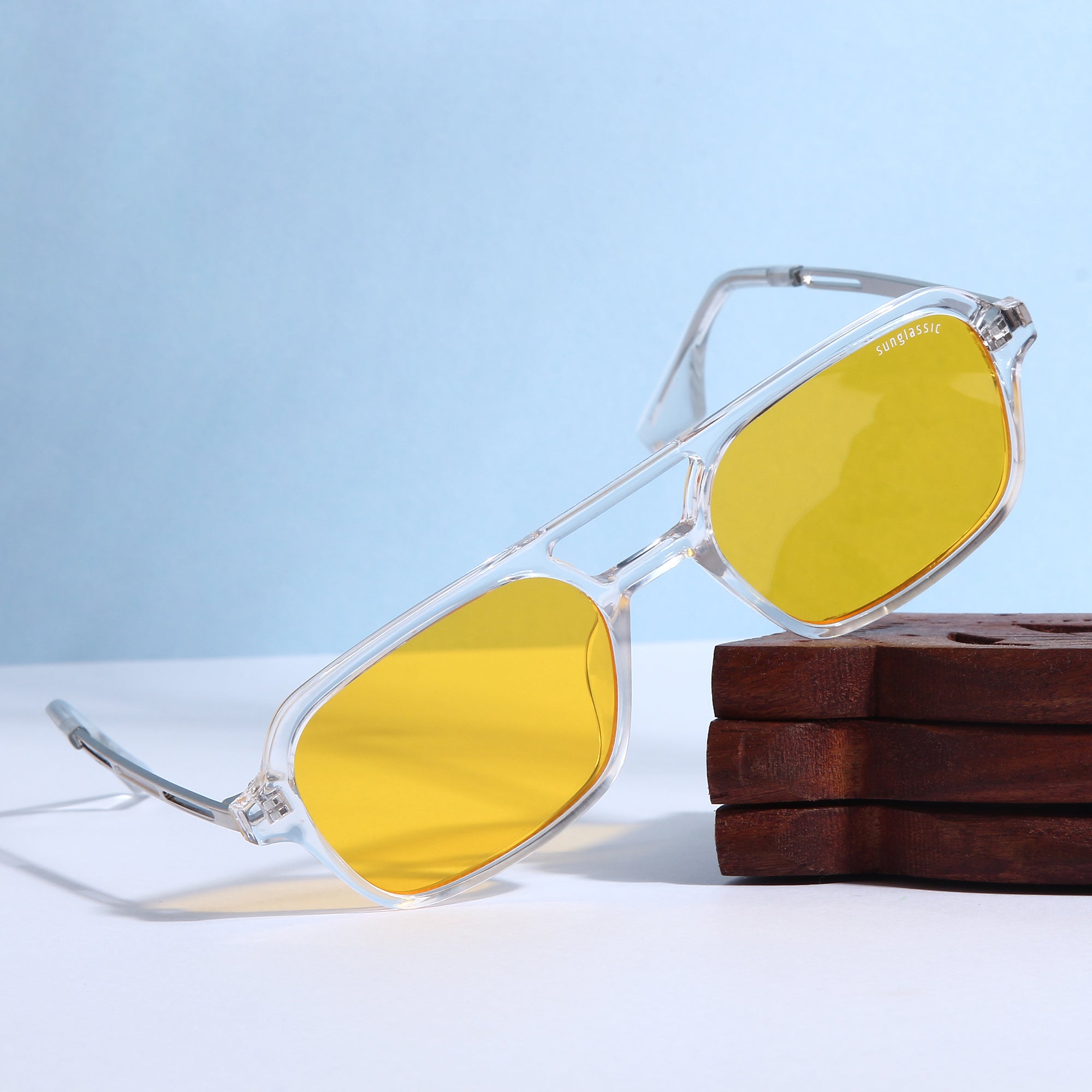 Clear shop yellow sunglasses