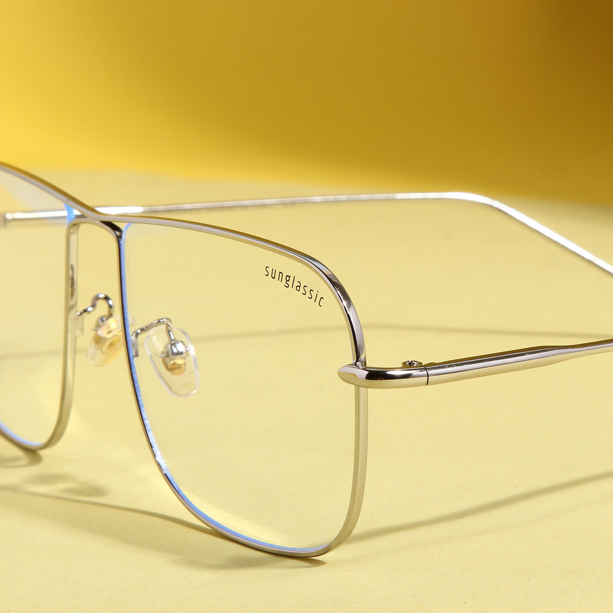 The Godfather Silver Clear Square Sunglasses
