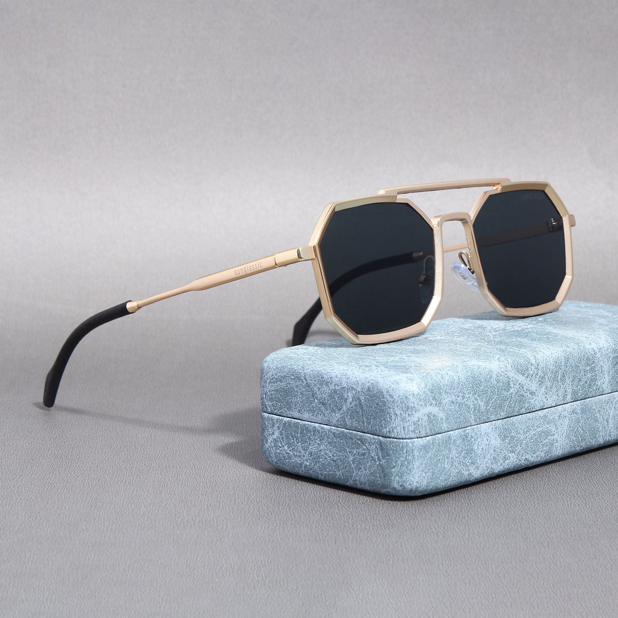 Buy Commando Gold Black Edition Octagon Sunglasses - Sunglassic