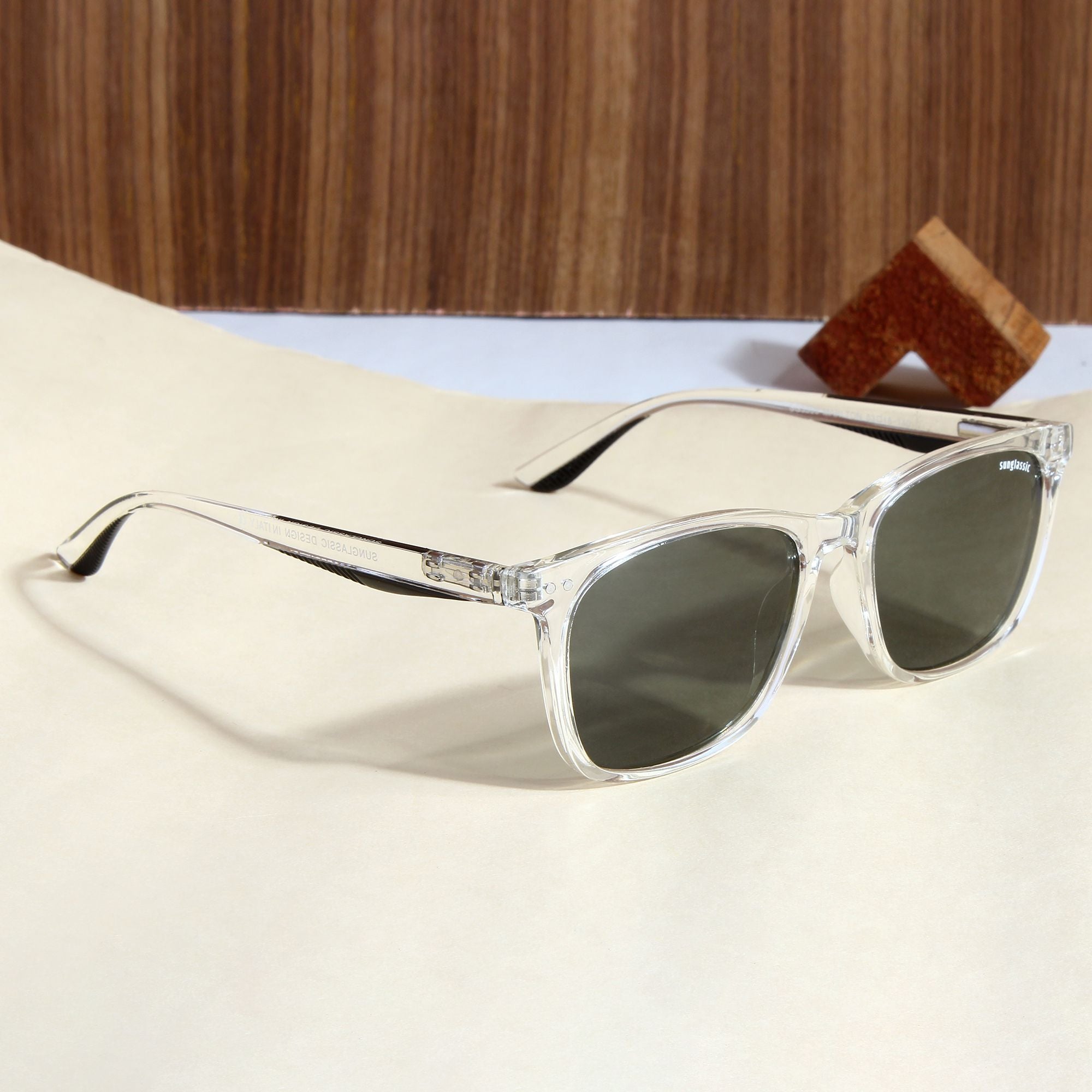 Ray Ban Mega Wayfarer Bio-based Sunglasses Transparent Blue Frame Brown  Lenses 52-21 | ModeSens