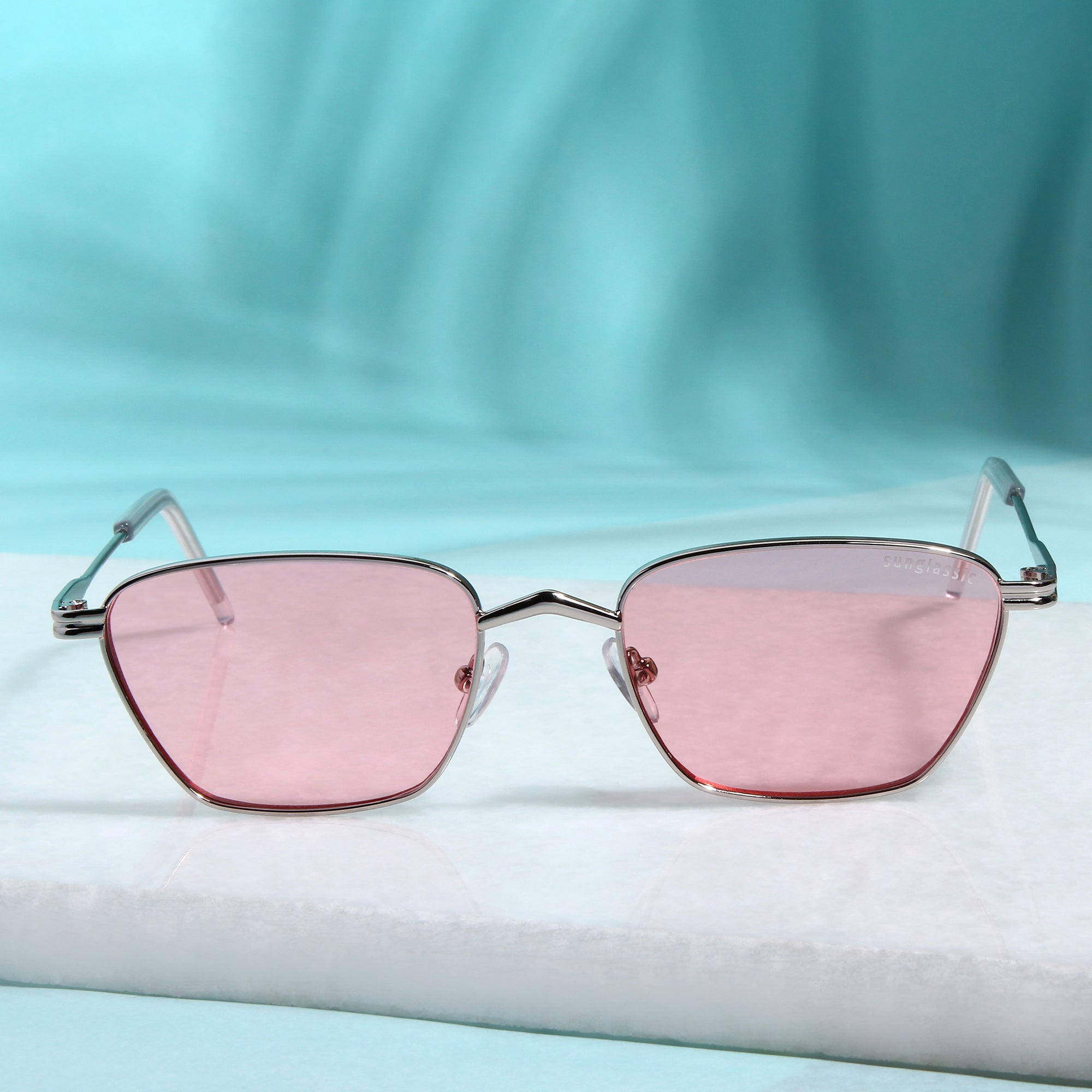 Andreas Silver Pink Edition Trapezoid Sunglasses
