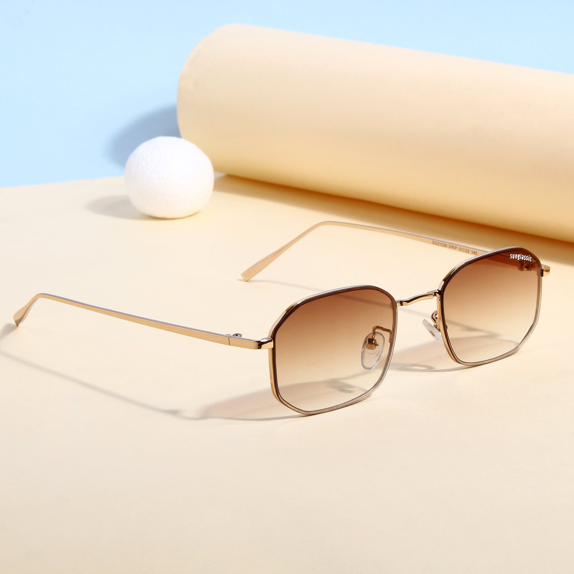Drip. Gold Brown Gradient Rectangle Sunglasses