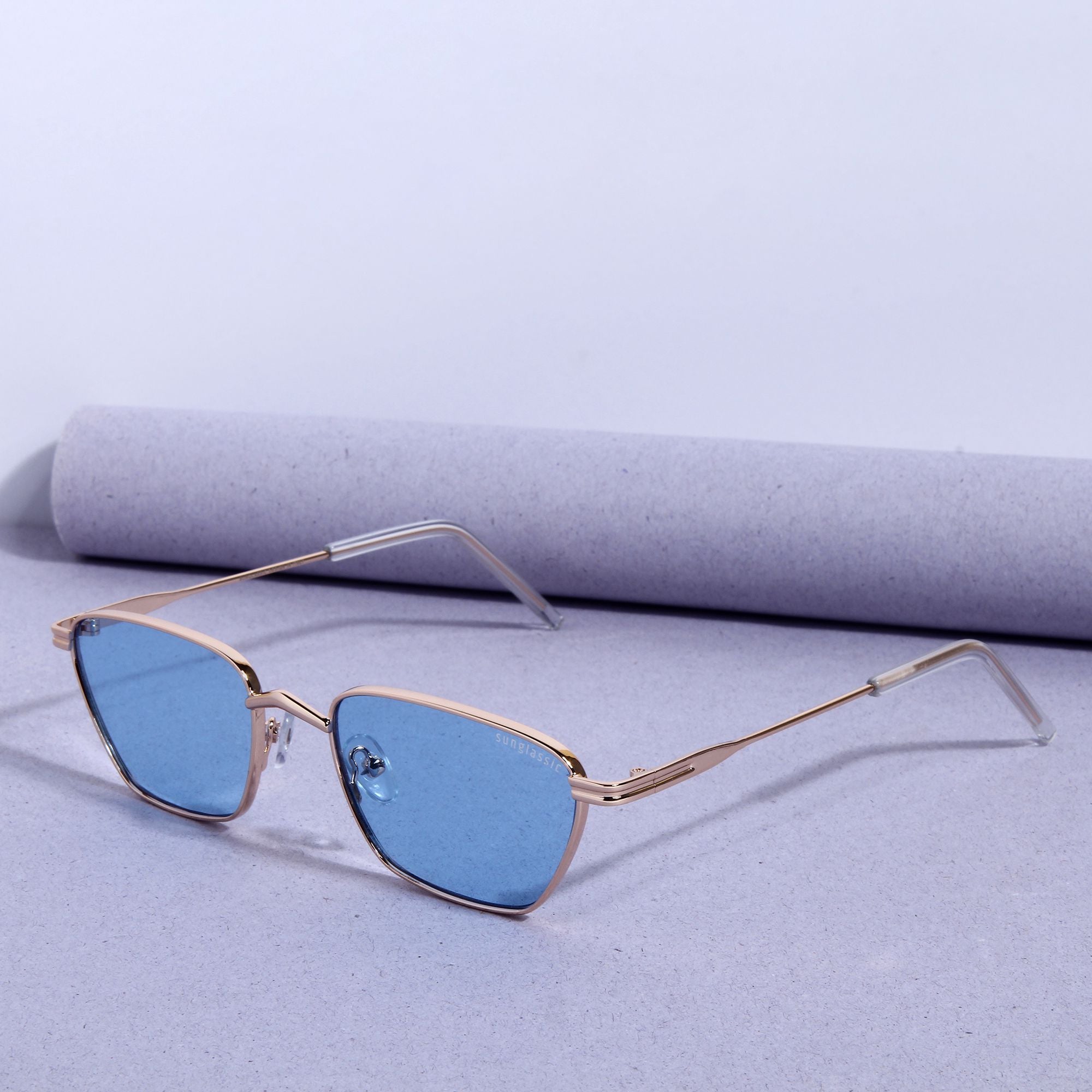 Andreas Gold Blue Edition Trapezoid Sunglasses