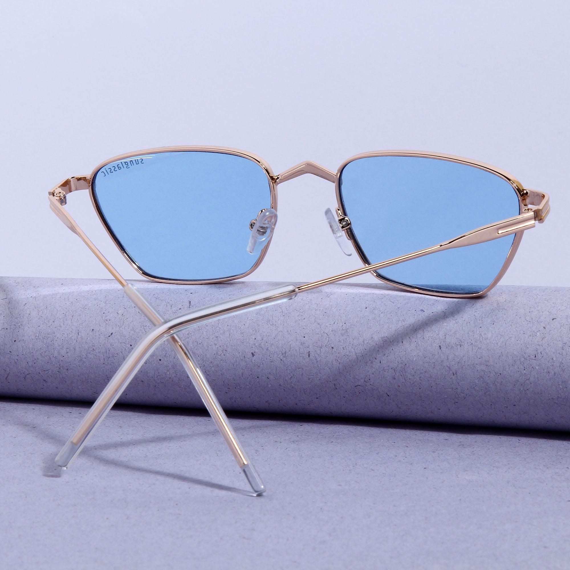 Andreas Gold Blue Edition Trapezoid Sunglasses
