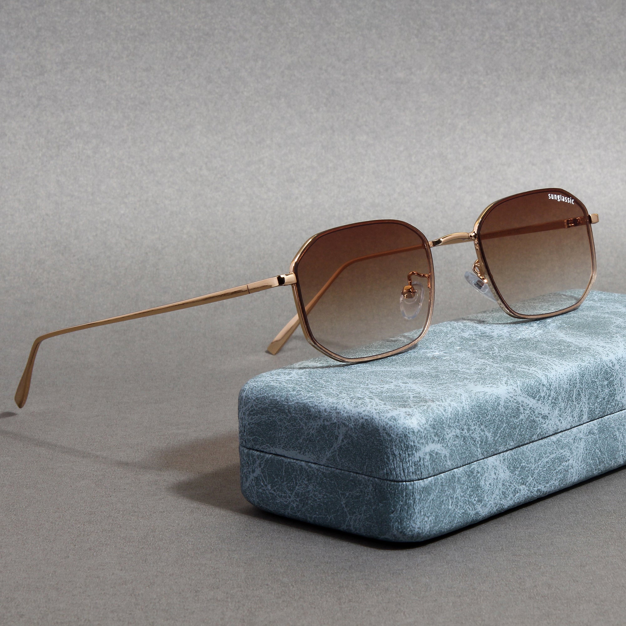 Drip. Gold Brown Gradient Rectangle Sunglasses