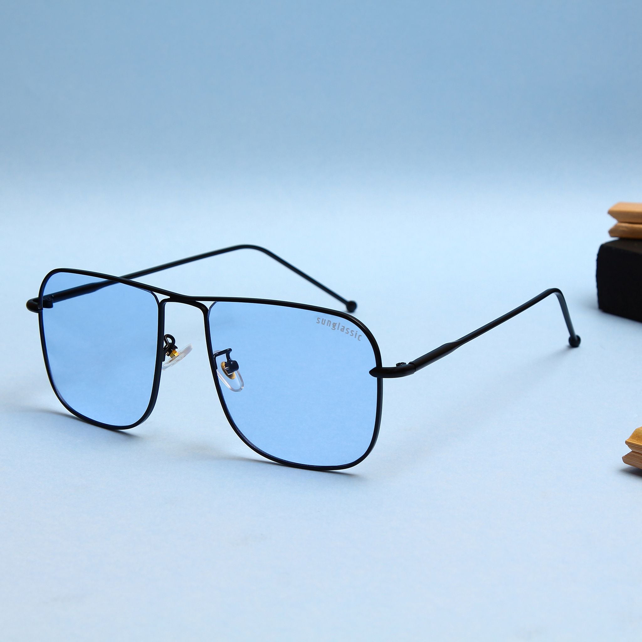 The Godfather Black Blue Square Sunglasses