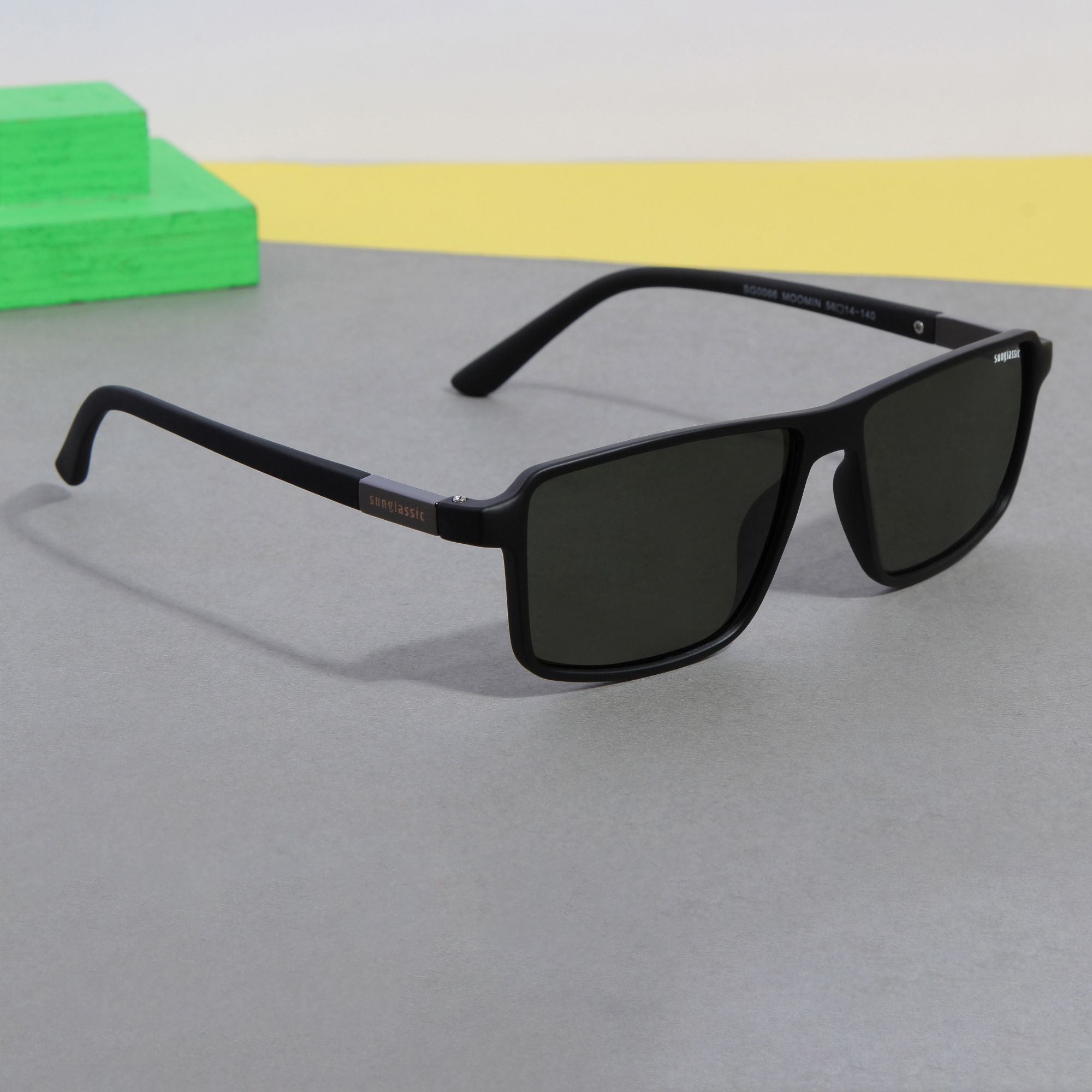 Moomin. Green Polarized Rectangle Sunglasses