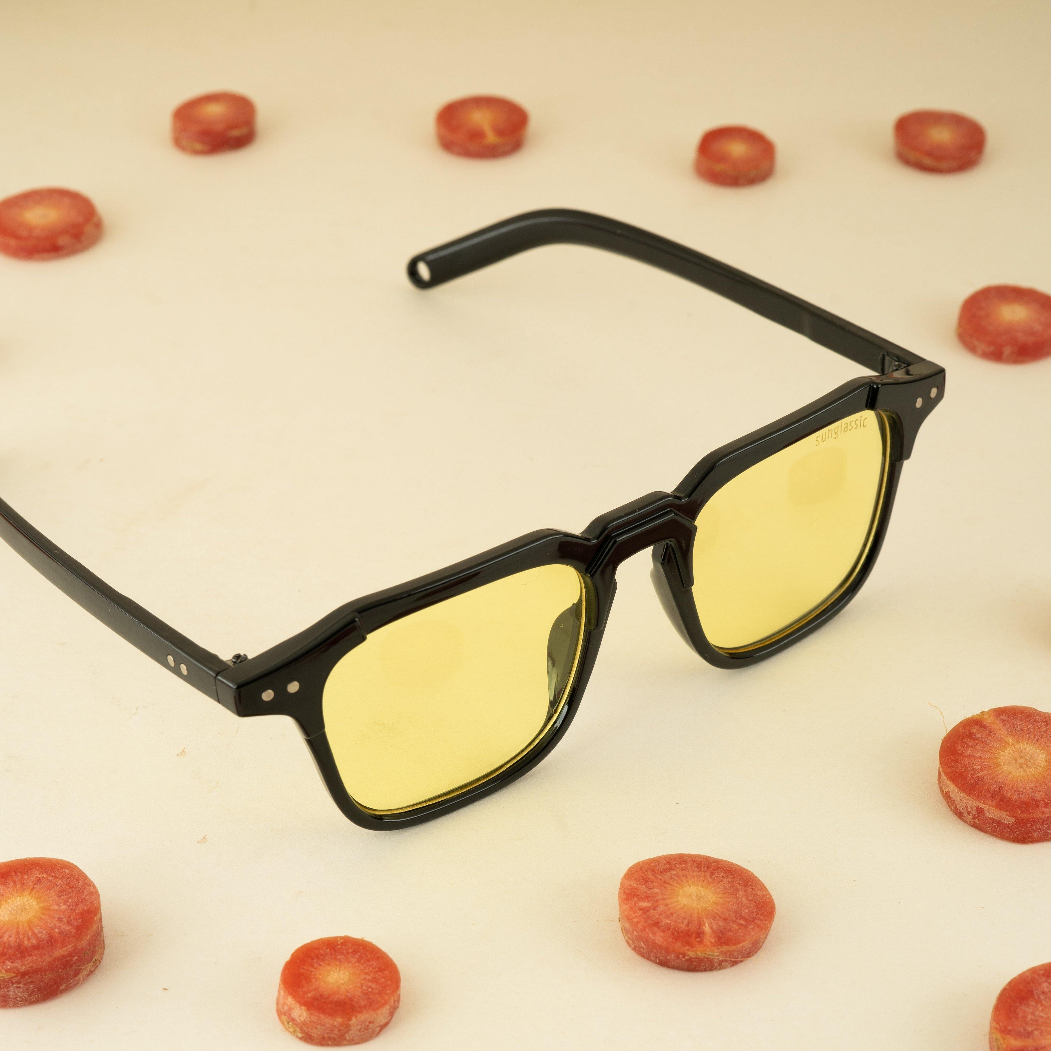 Kingsman Black Yellow Square Sunglasses