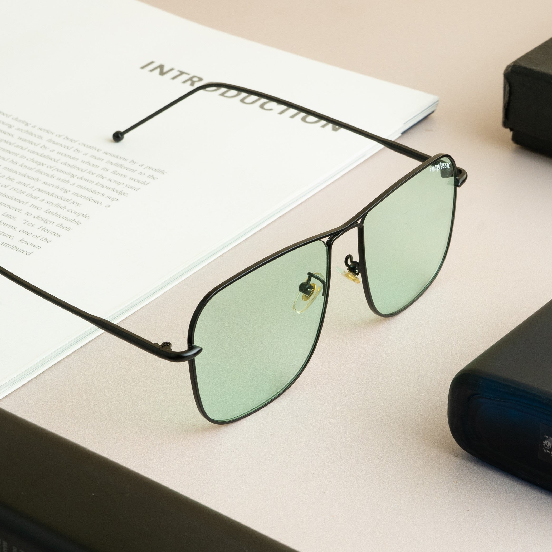 The Godfather Black Green Candy Square Sunglasses