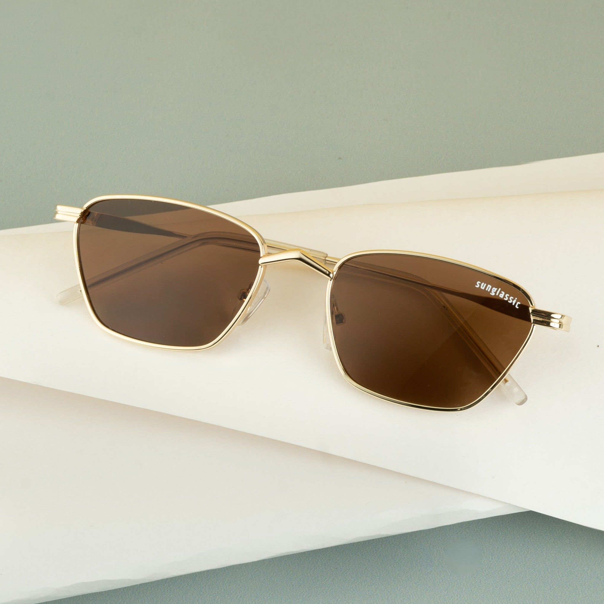 Andreas Gold Brown Edition Trapezoid Sunglasses