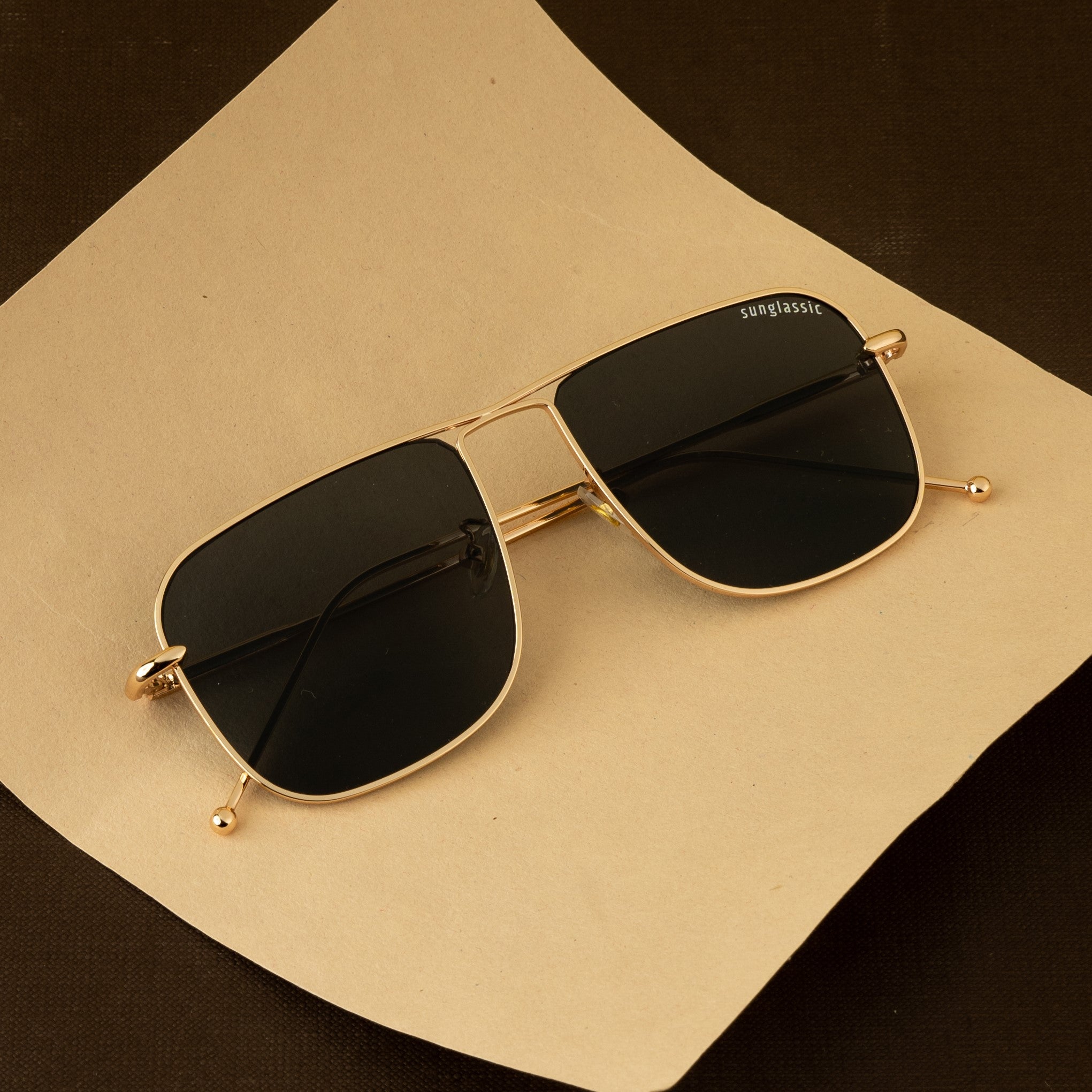 The Godfather Gold Black Square Sunglasses