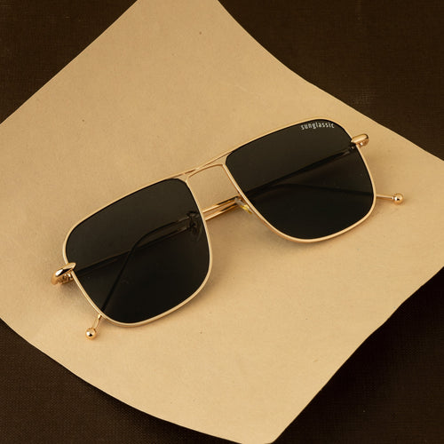 The Godfather Gold Black Square Sunglasses