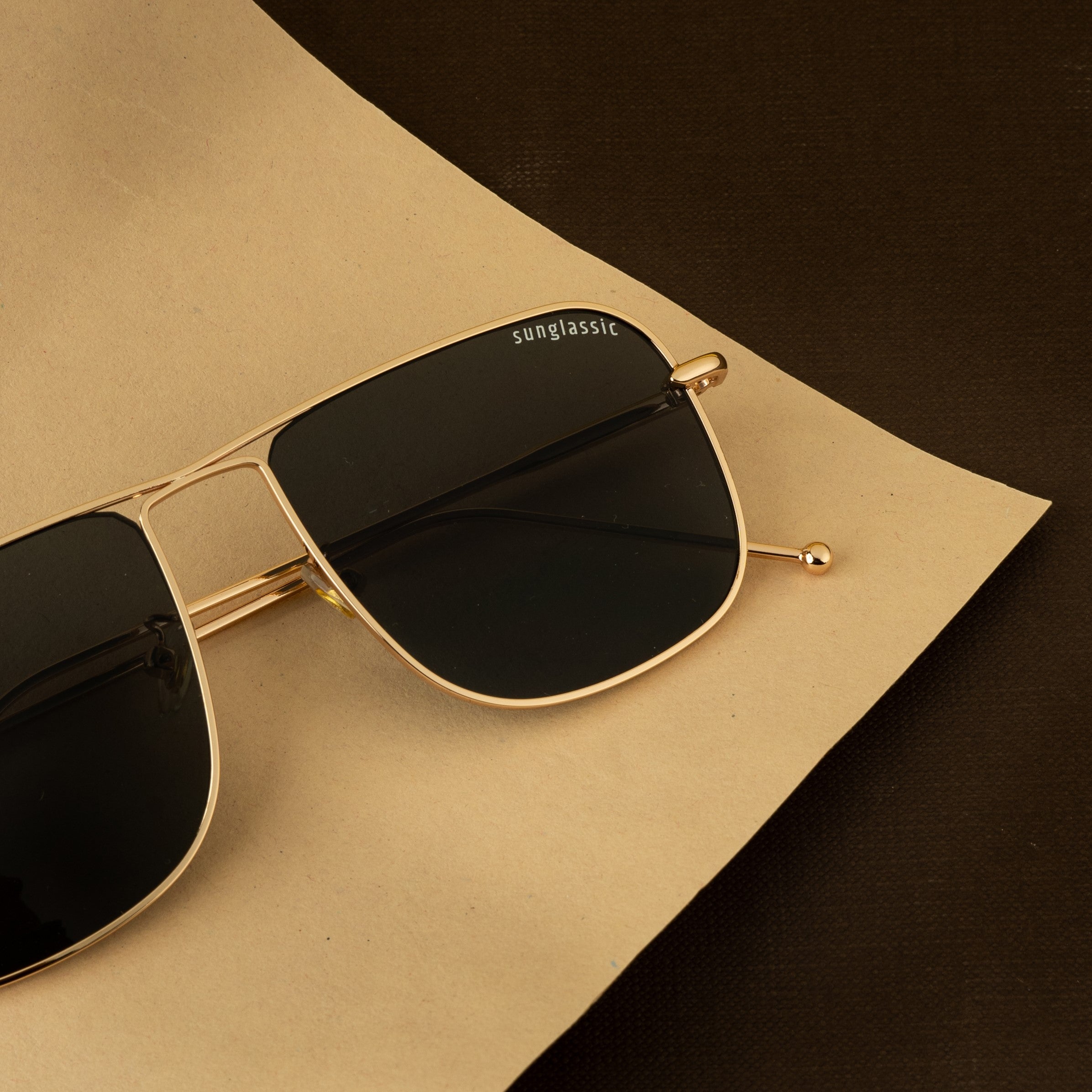 The Godfather Gold Black Square Sunglasses